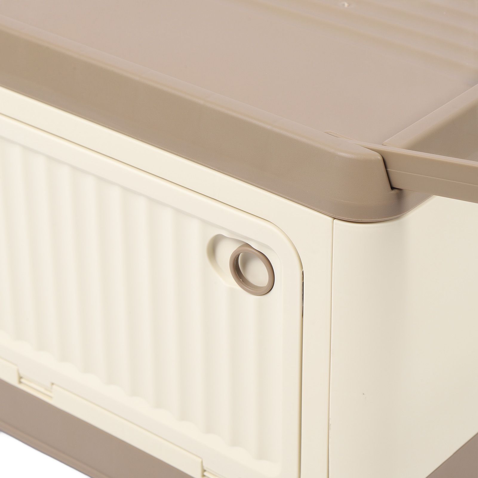 Folding Storage Bin with Lid Wheels PP Stackable Rolling Utility Storage Box view 5