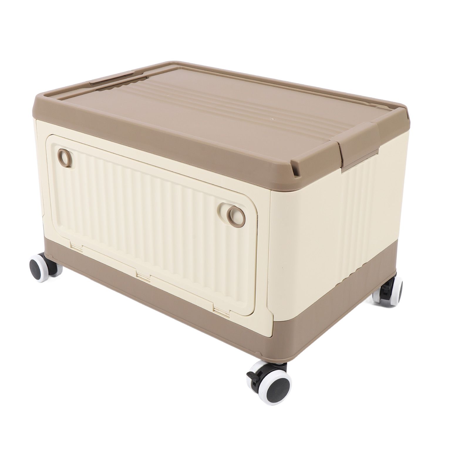 Folding Storage Bin with Lid Wheels PP Stackable Rolling Utility Storage Box view 9