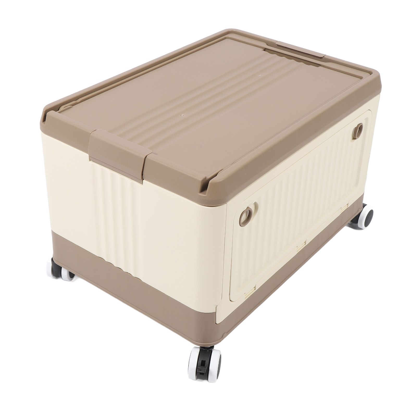 Folding Storage Bin with Lid Wheels PP Stackable Rolling Utility Storage Box view 10