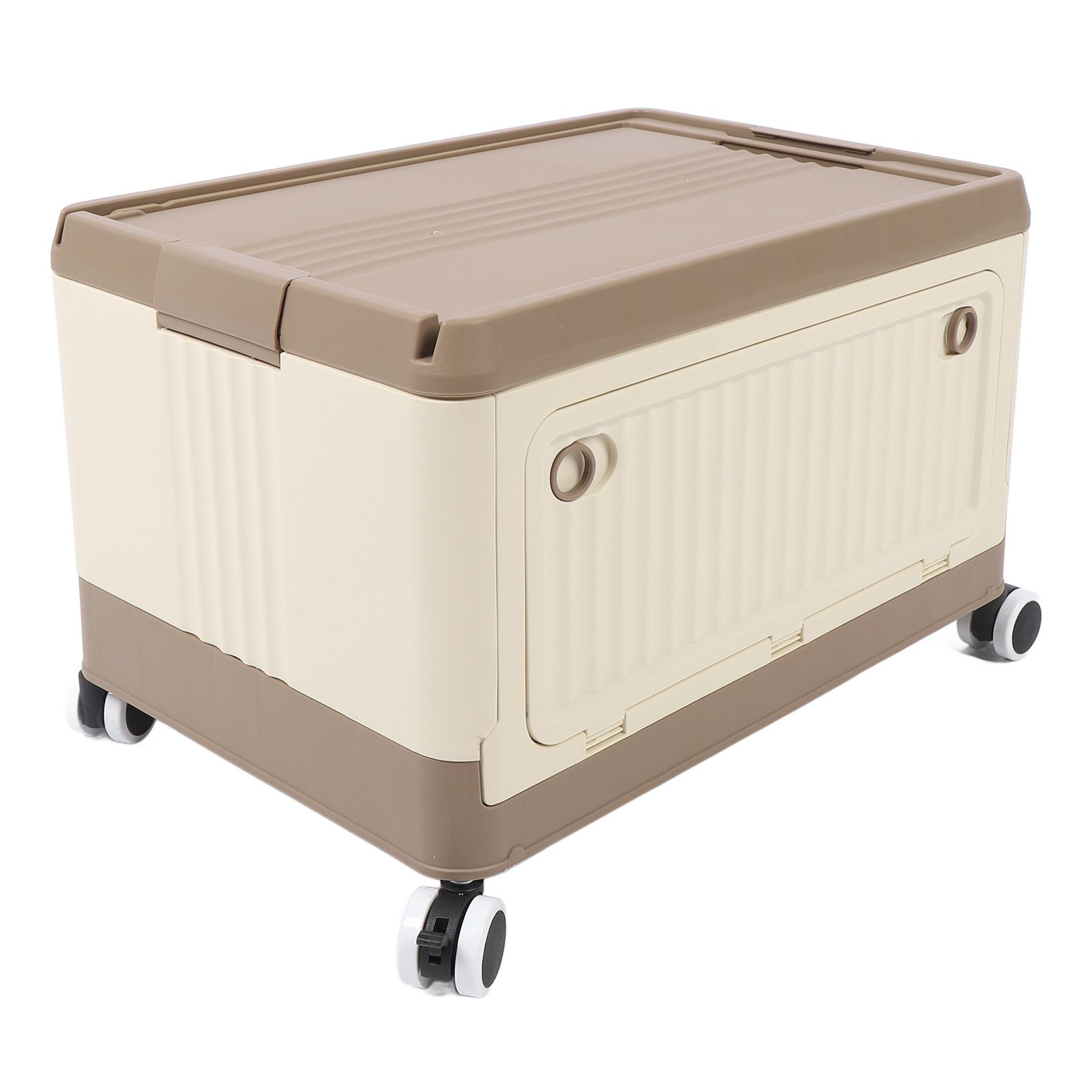 Folding Storage Bin with Lid Wheels PP Stackable Rolling Utility Storage Box view 11