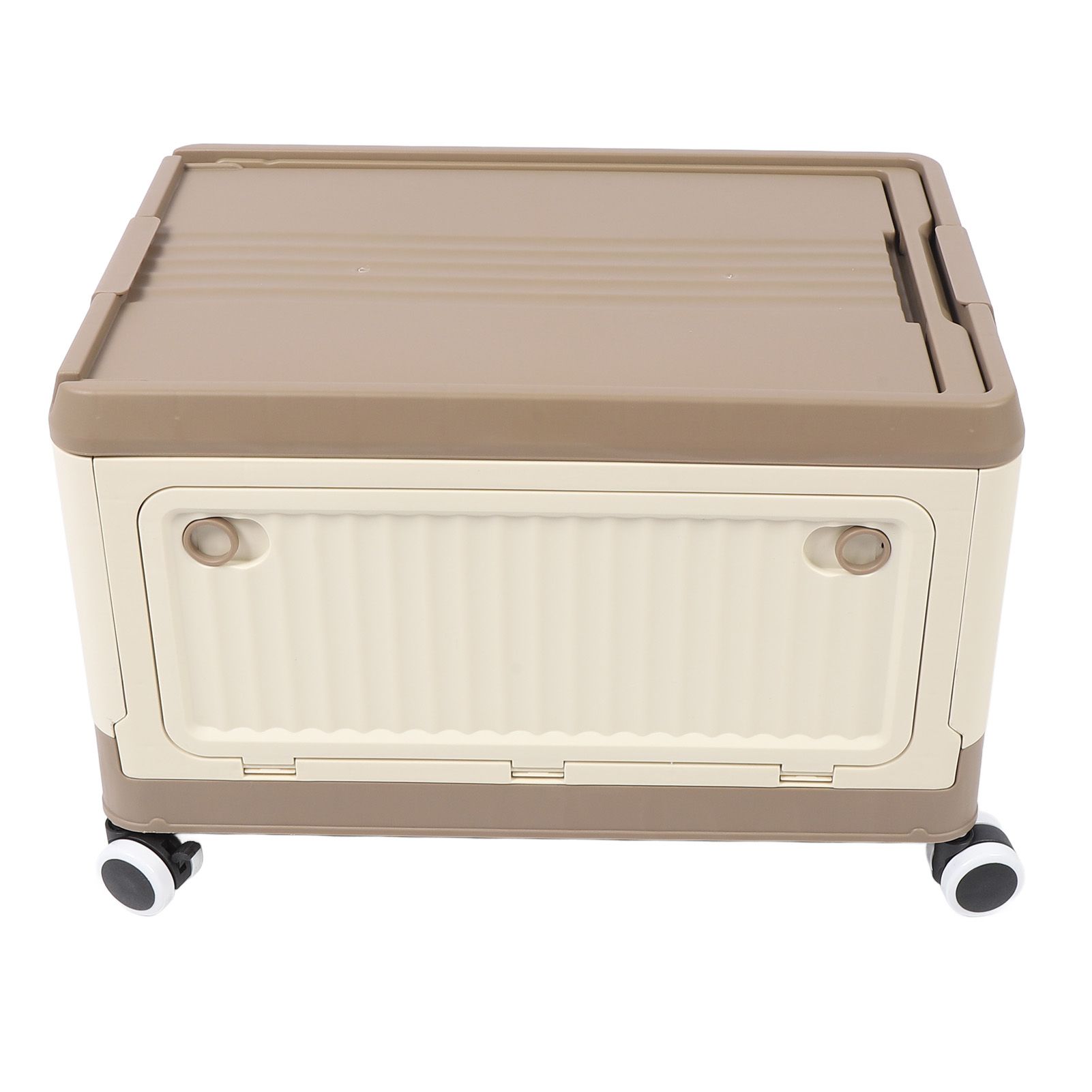 Folding Storage Bin with Lid Wheels PP Stackable Rolling Utility Storage Box view 12