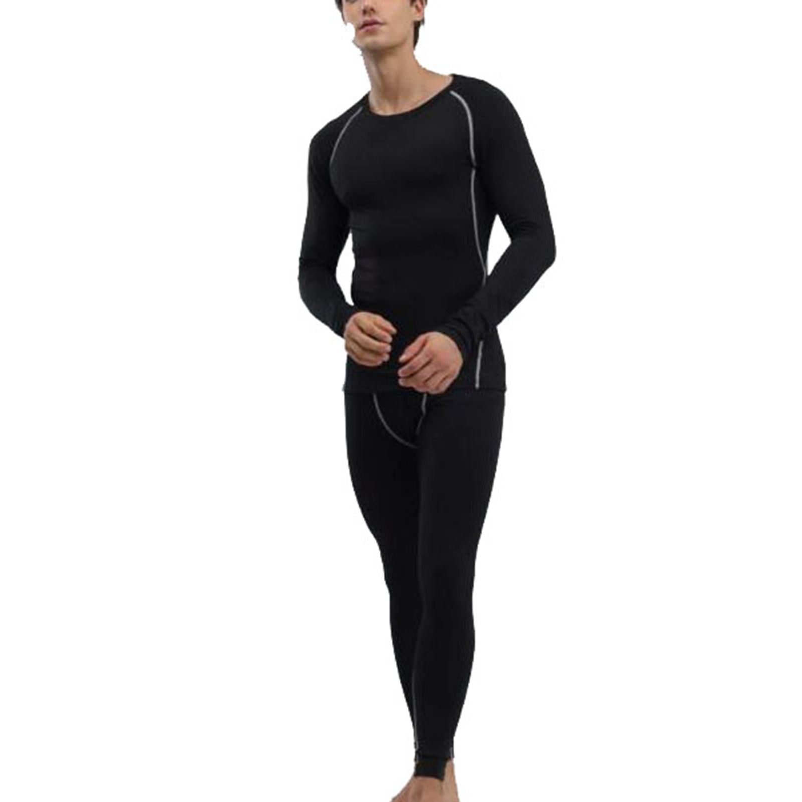 Men Thermal Underwear Set Slim Fit Base Layer Underwear Top Bottoms Suit for view 2