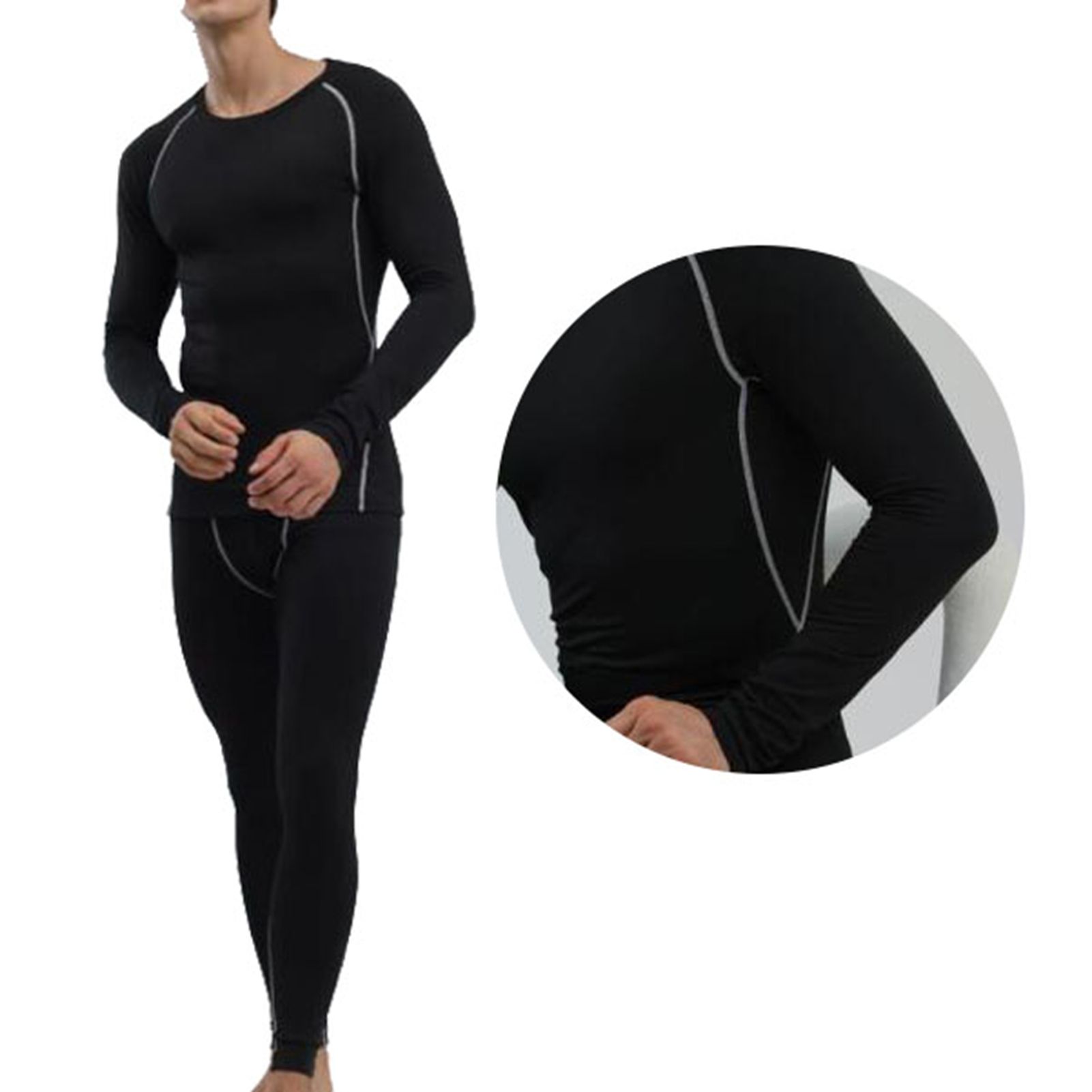 Men Thermal Underwear Set Slim Fit Base Layer Underwear Top Bottoms Suit for view 3
