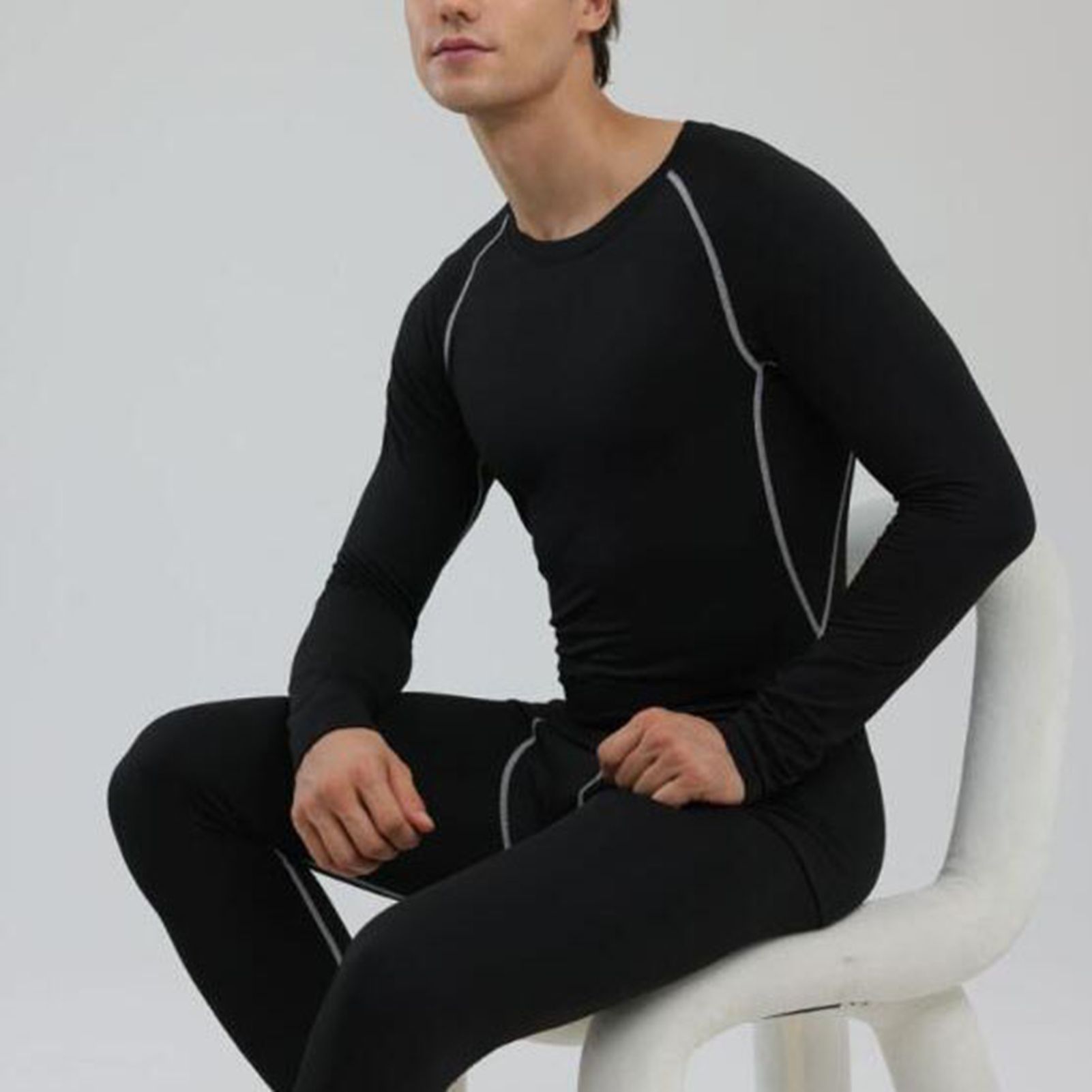 Men Thermal Underwear Set Slim Fit Base Layer Underwear Top Bottoms Suit for view 4
