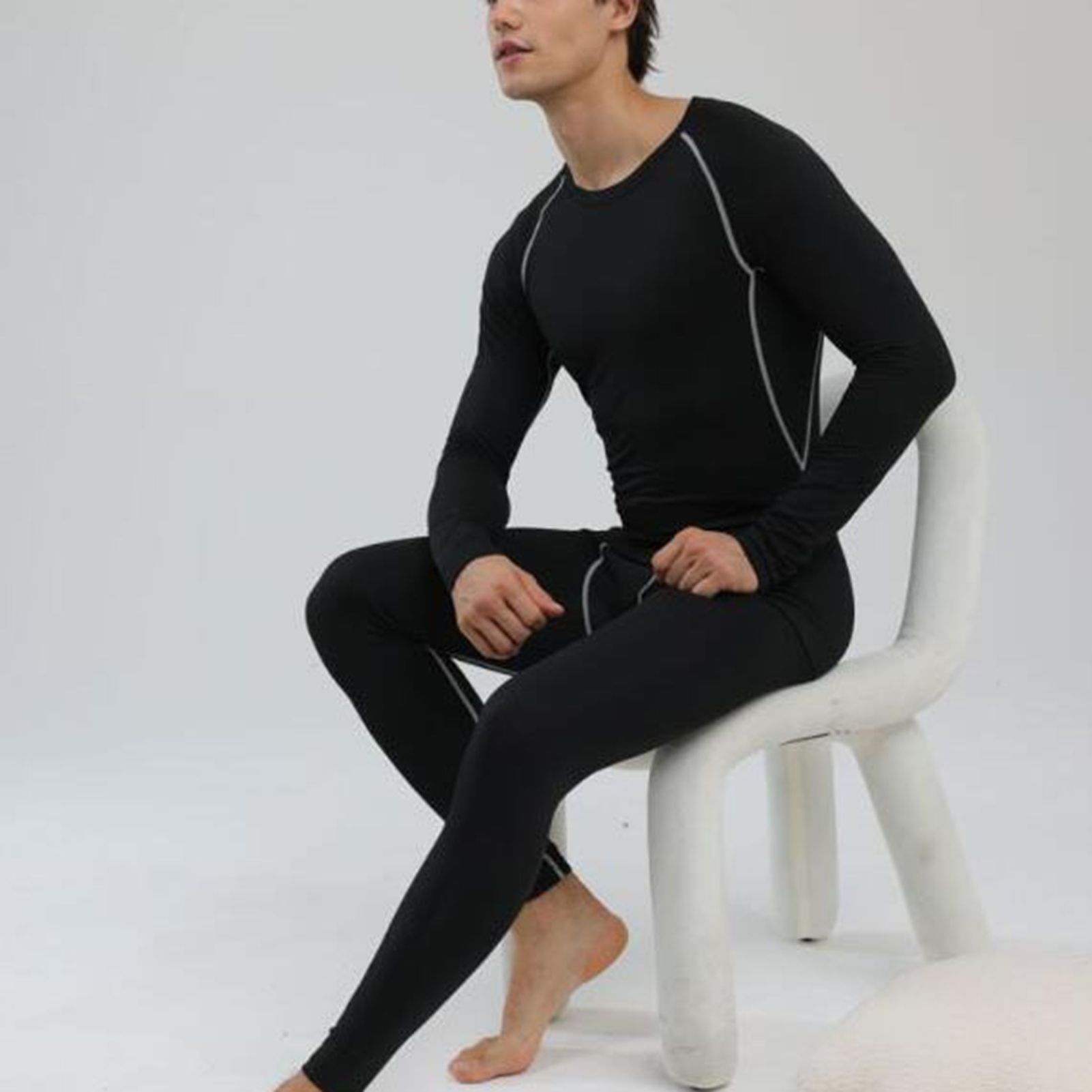 Men Thermal Underwear Set Slim Fit Base Layer Underwear Top Bottoms Suit for view 5