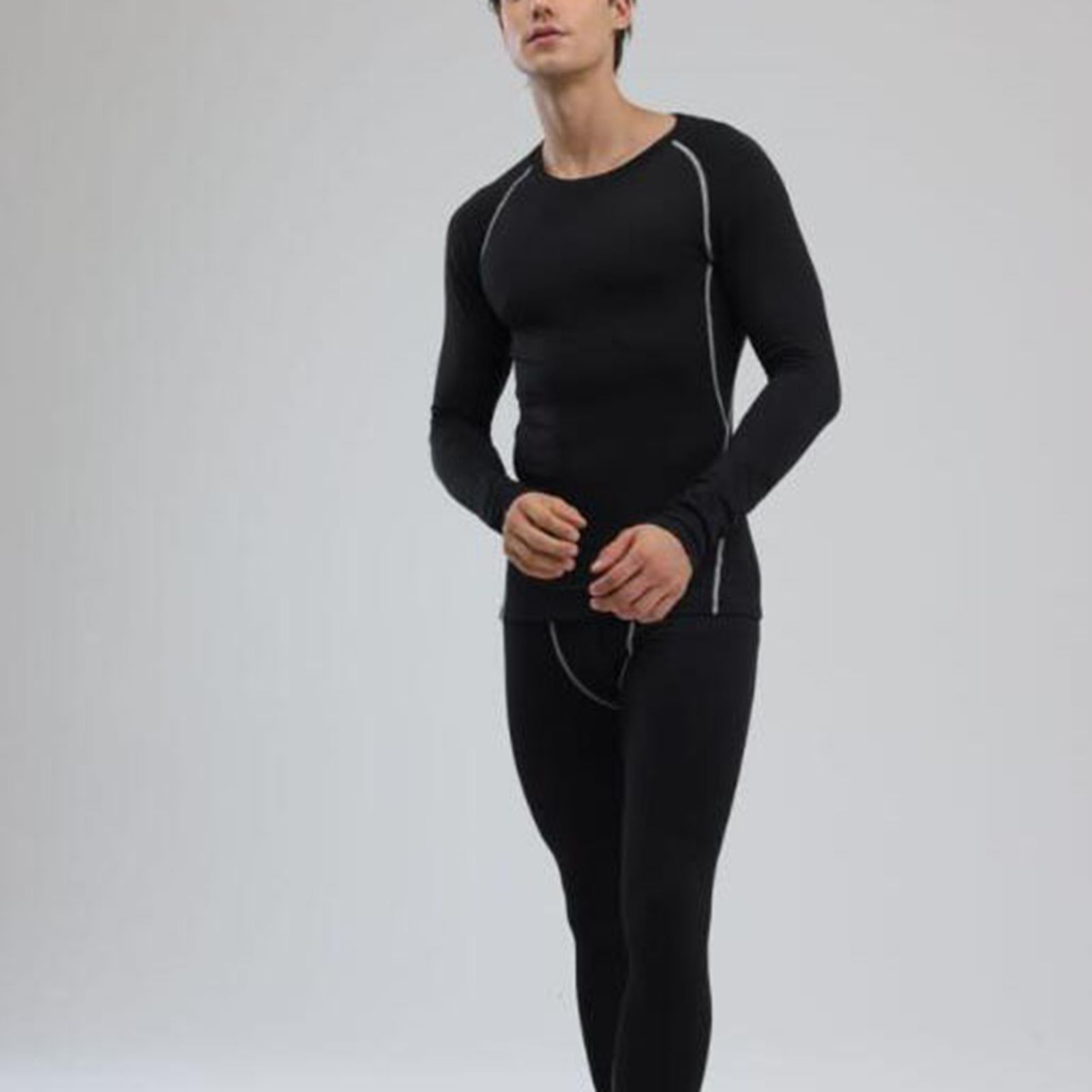 Men Thermal Underwear Set Slim Fit Base Layer Underwear Top Bottoms Suit for view 7