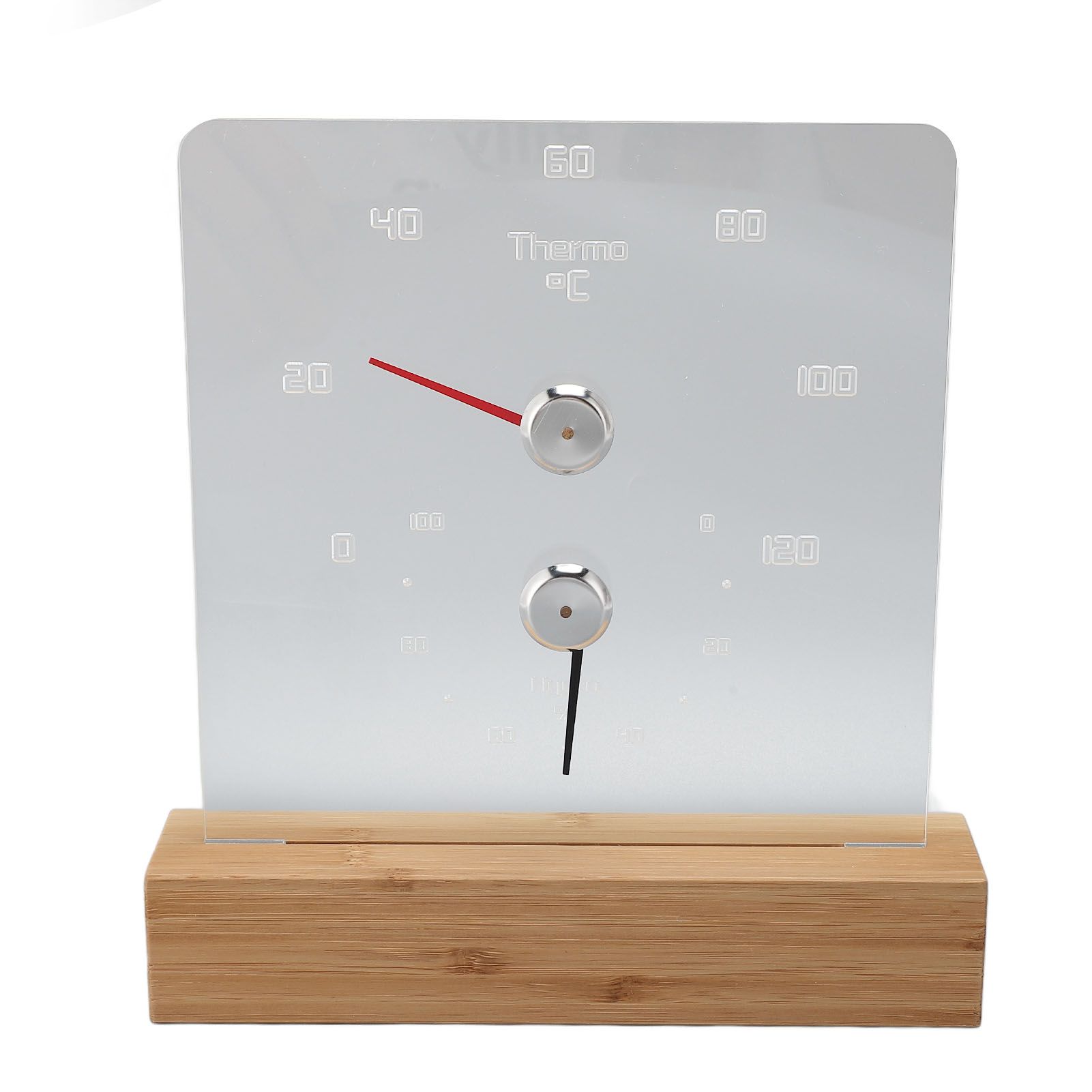 2 in 1 Sauna Thermometer Hygrometer with Wood Base Wall Mountable Freestanding
