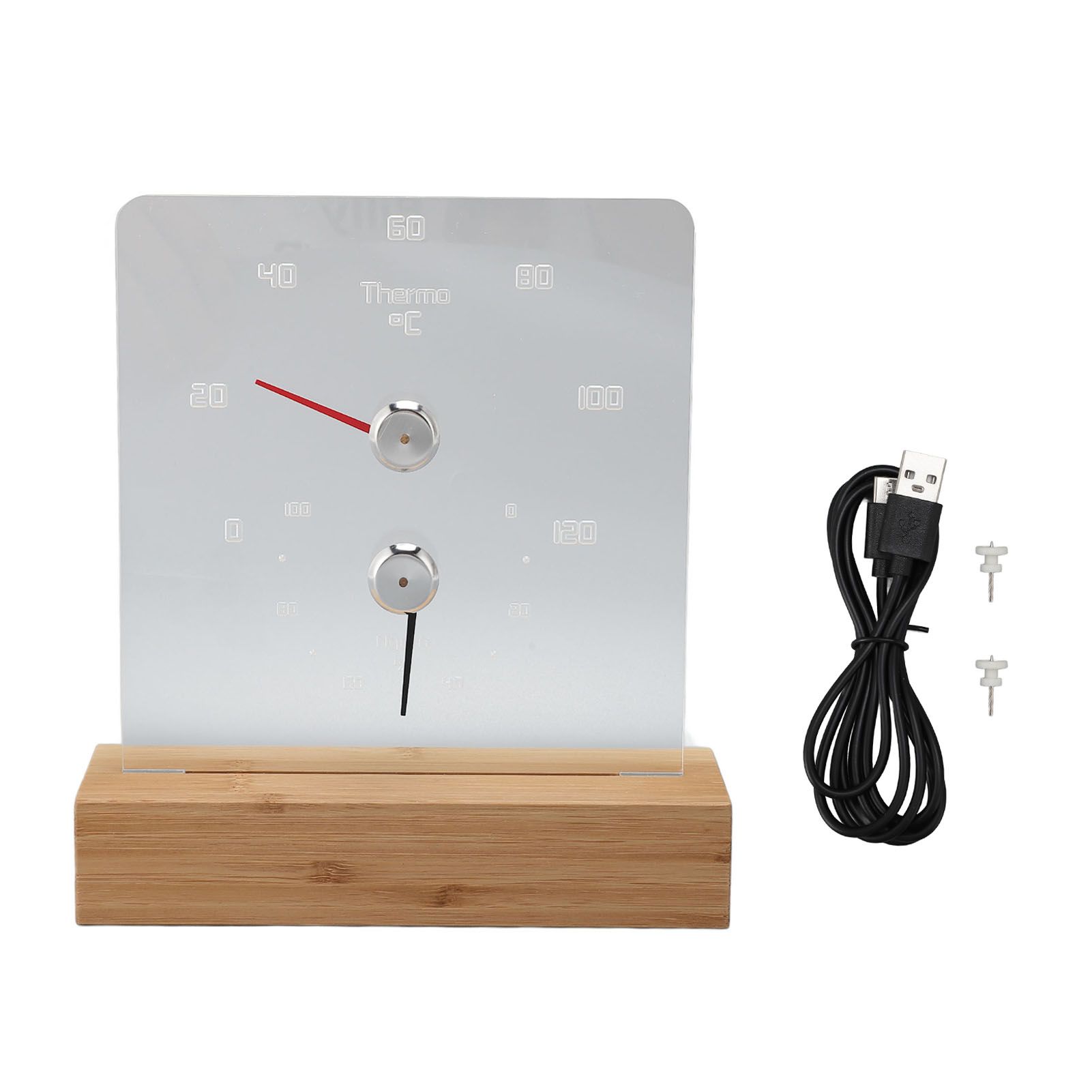 2 in 1 Sauna Thermometer Hygrometer with Wood Base Wall Mountable Freestanding view 3