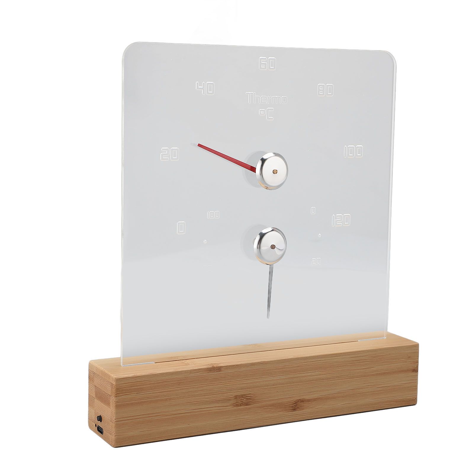 2 in 1 Sauna Thermometer Hygrometer with Wood Base Wall Mountable Freestanding view 11