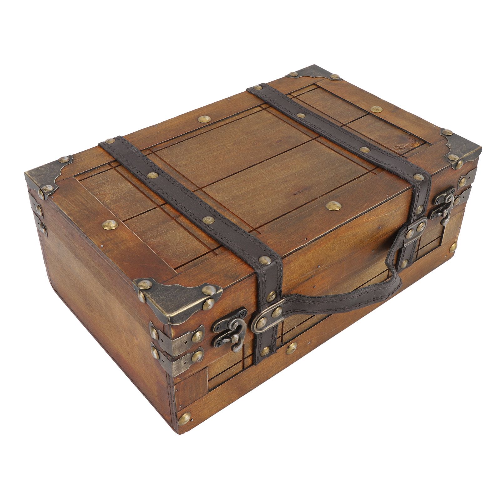 Wooden Chest Portable Vintage Distressed Multifunctional Wood Storage Trunk view 4