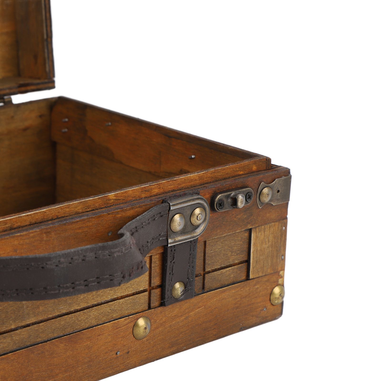 Wooden Chest Portable Vintage Distressed Multifunctional Wood Storage Trunk view 5