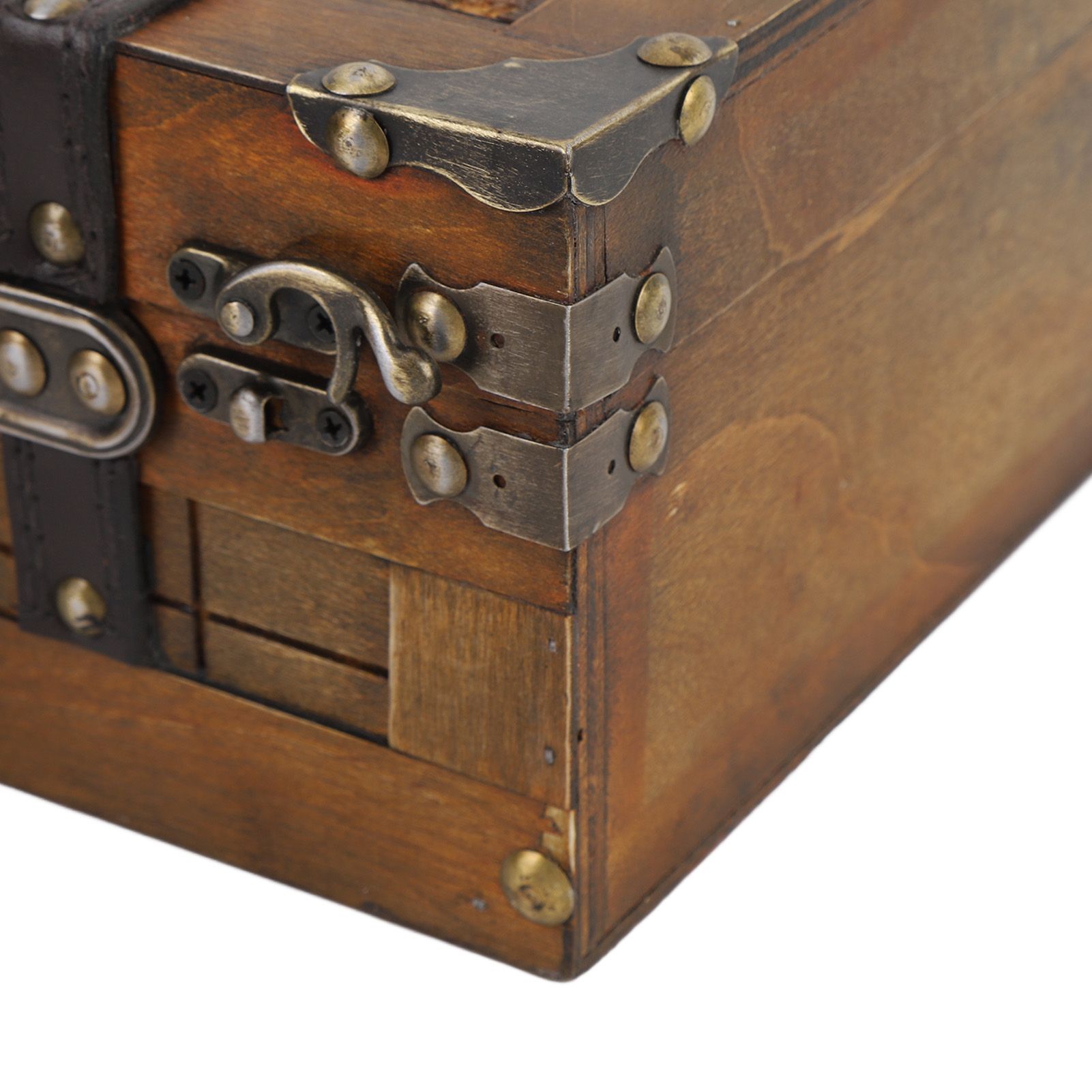 Wooden Chest Portable Vintage Distressed Multifunctional Wood Storage Trunk view 7