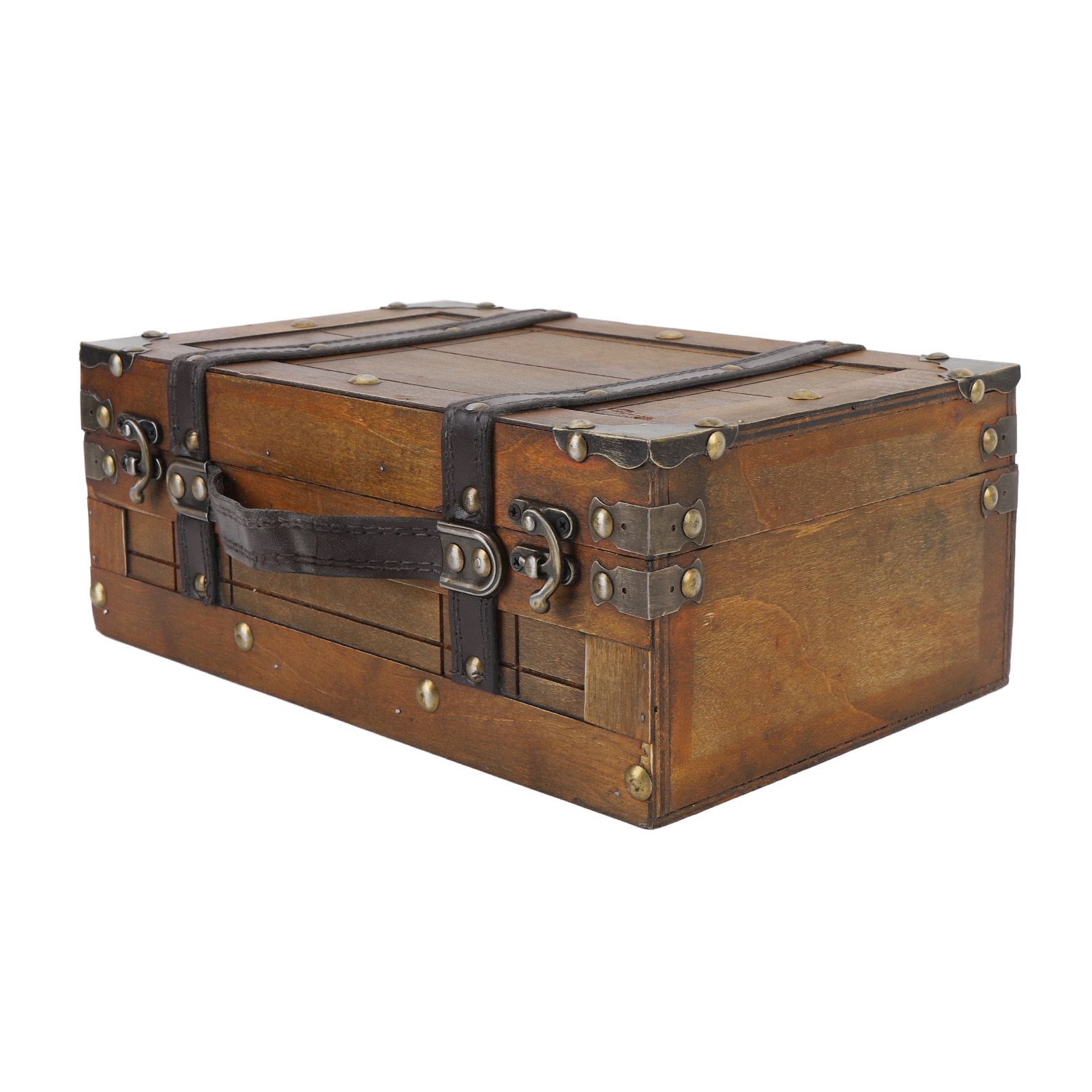 Wooden Chest Portable Vintage Distressed Multifunctional Wood Storage Trunk view 10