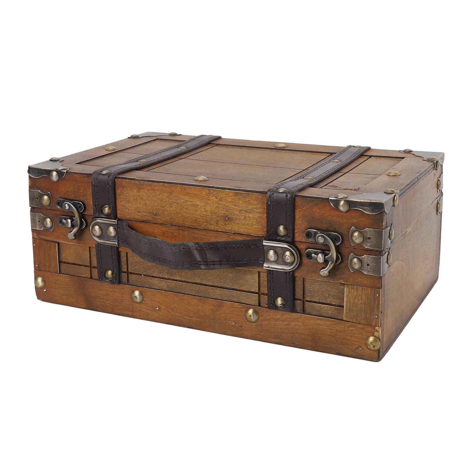 Wooden Chest Portable Vintage Distressed Multifunctional Wood Storage Trunk view 11