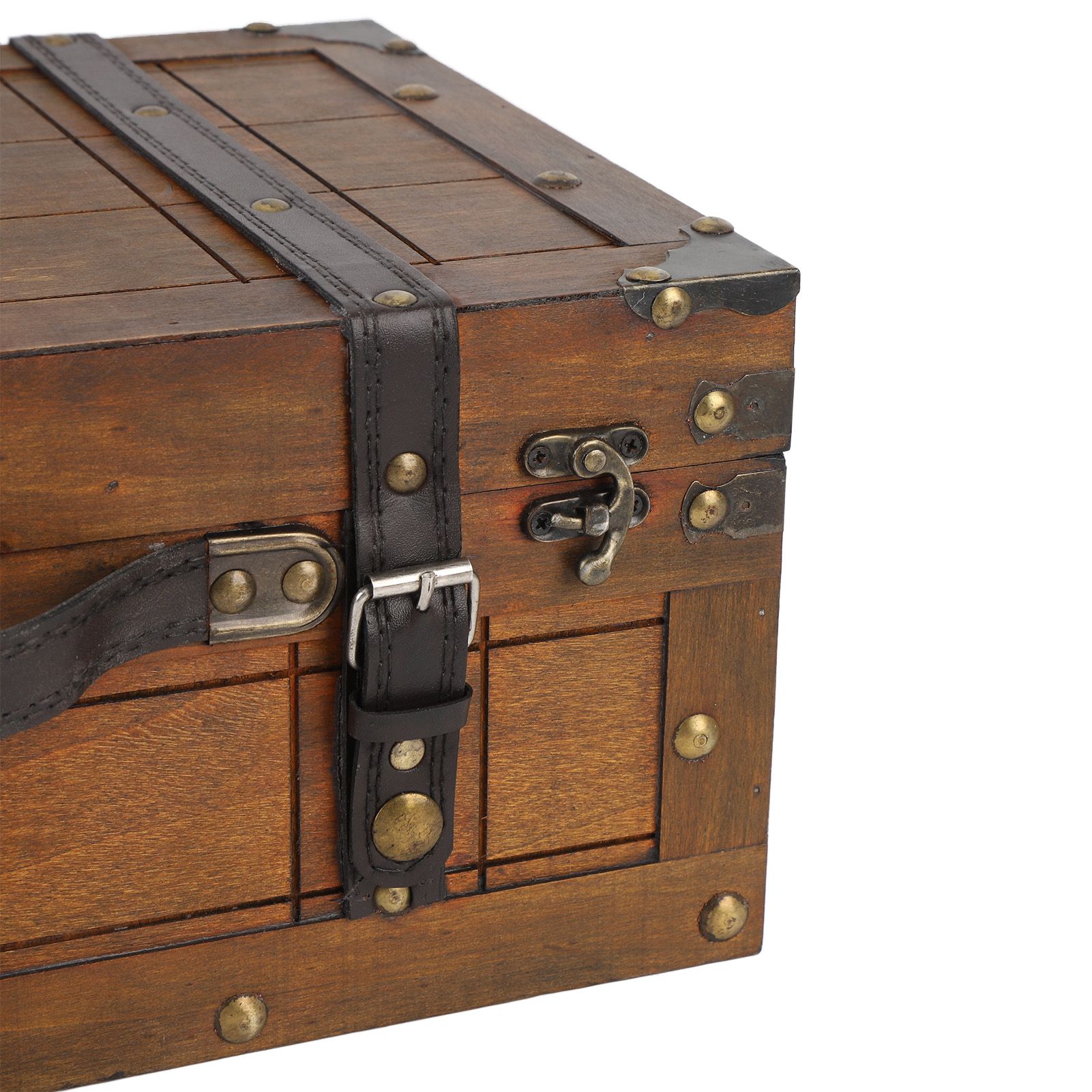 Wooden Chest Portable Vintage Distressed Multifunctional Wood Storage Trunk view 7