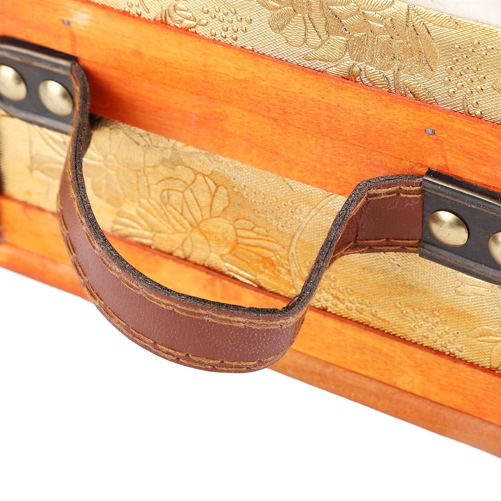 13.46x7.87x4.33in Vintage Suitcase Wooden Trunk Portable Decorative Luggage view 2
