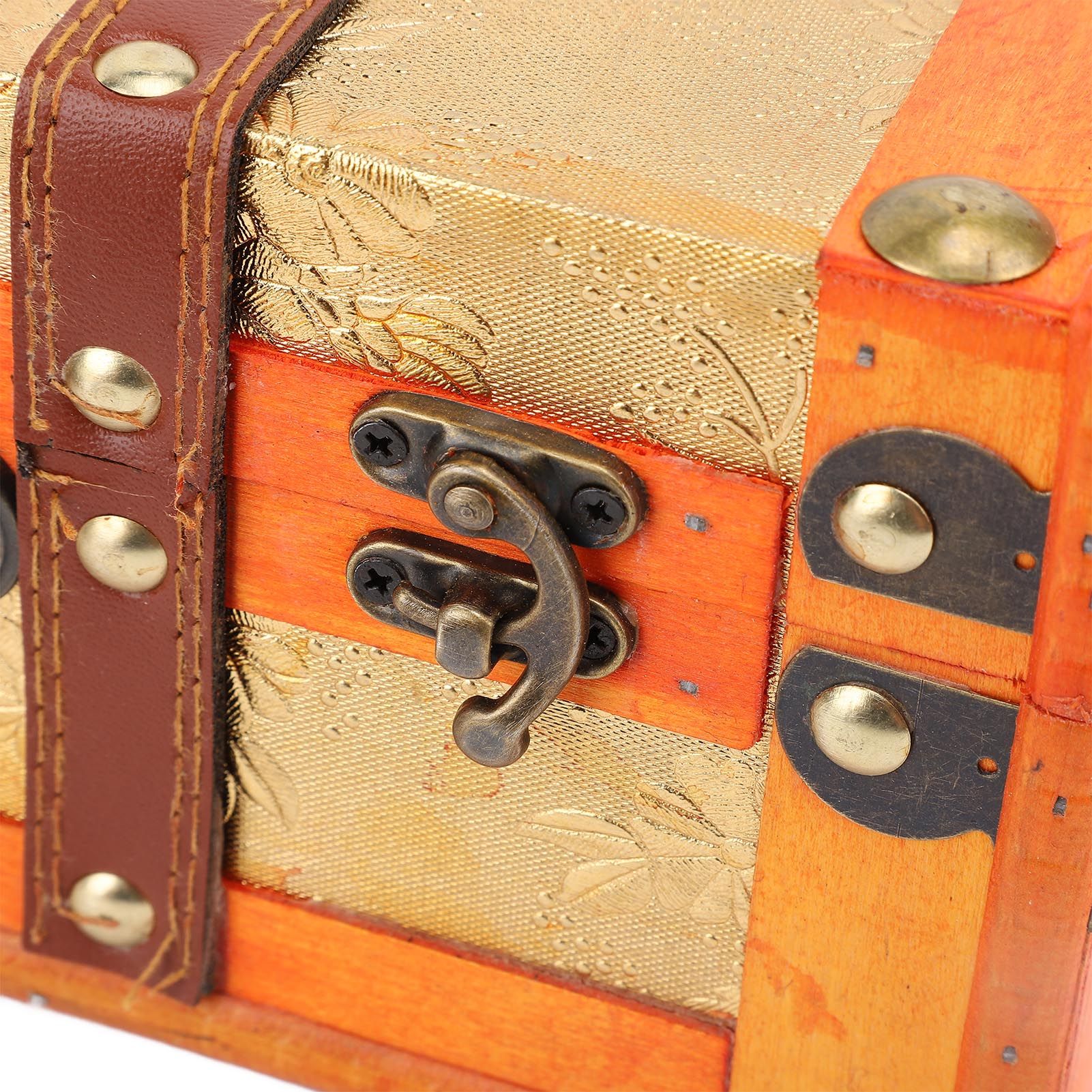 13.46x7.87x4.33in Vintage Suitcase Wooden Trunk Portable Decorative Luggage view 5