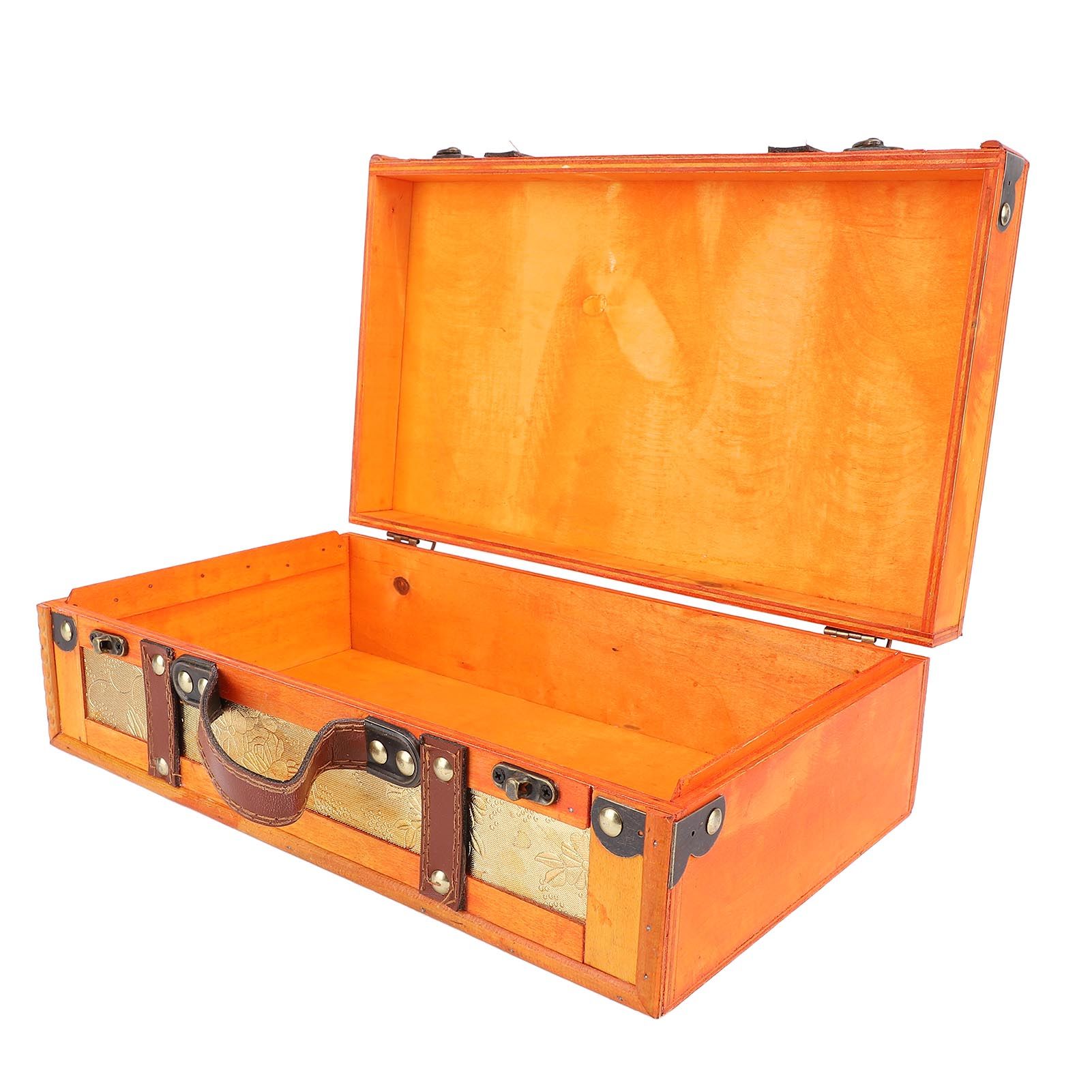 13.46x7.87x4.33in Vintage Suitcase Wooden Trunk Portable Decorative Luggage view 8