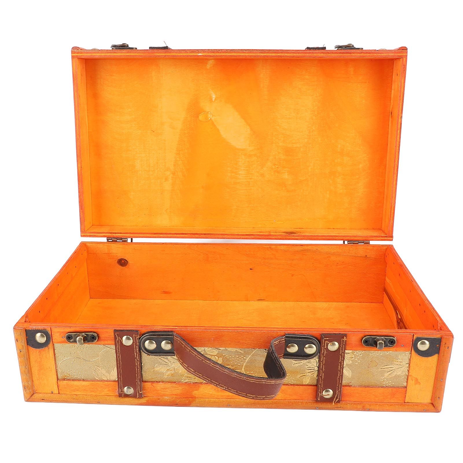 13.46x7.87x4.33in Vintage Suitcase Wooden Trunk Portable Decorative Luggage view 10