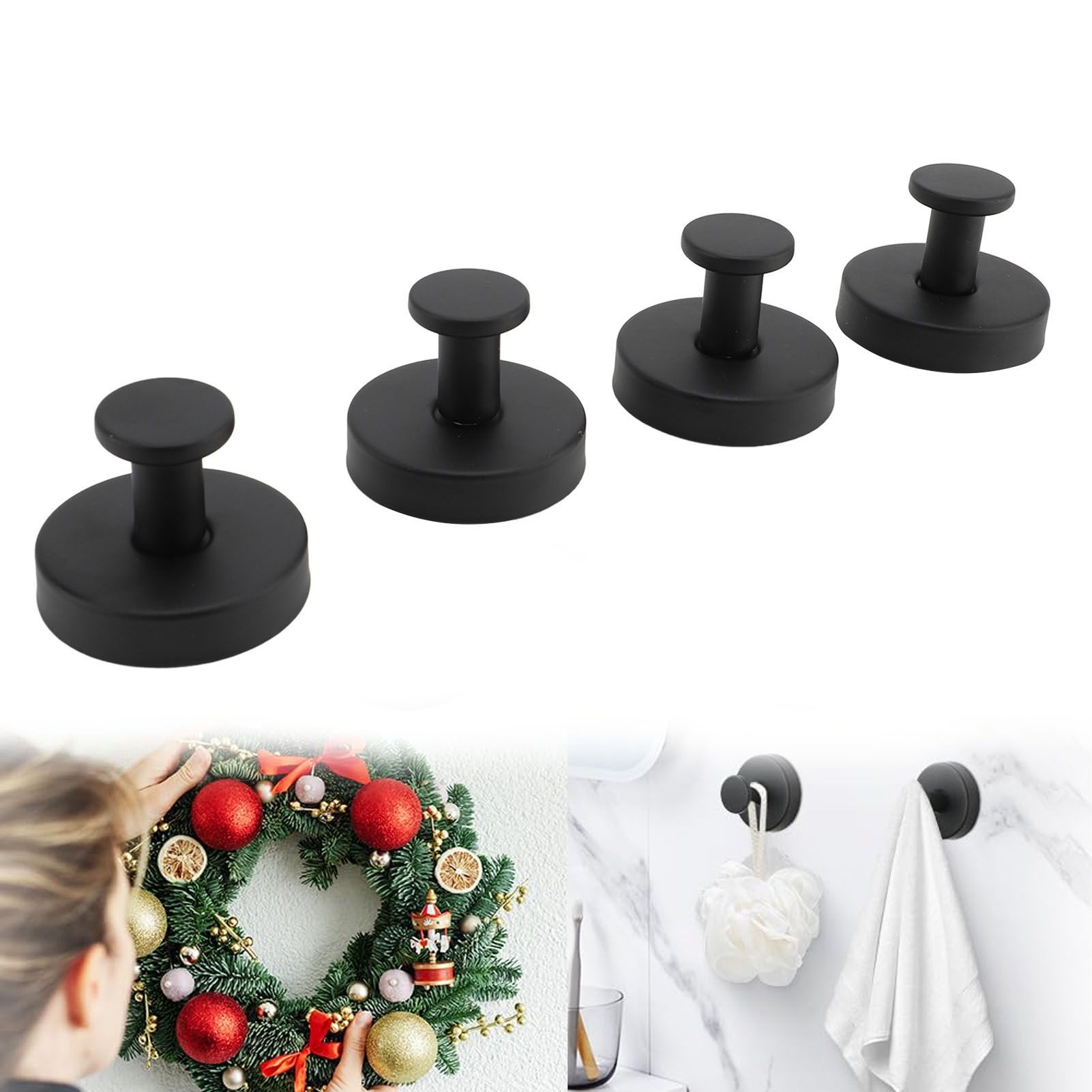 4 Pcs Suction Cup Hooks Stainless Steel Water Resistant Suction Towel Hangers view 11