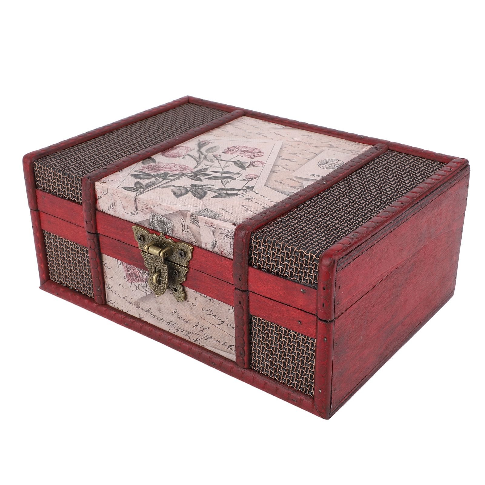 Desktop Storage Box with Lock Vintage Style Wooden Organizer Case for Book