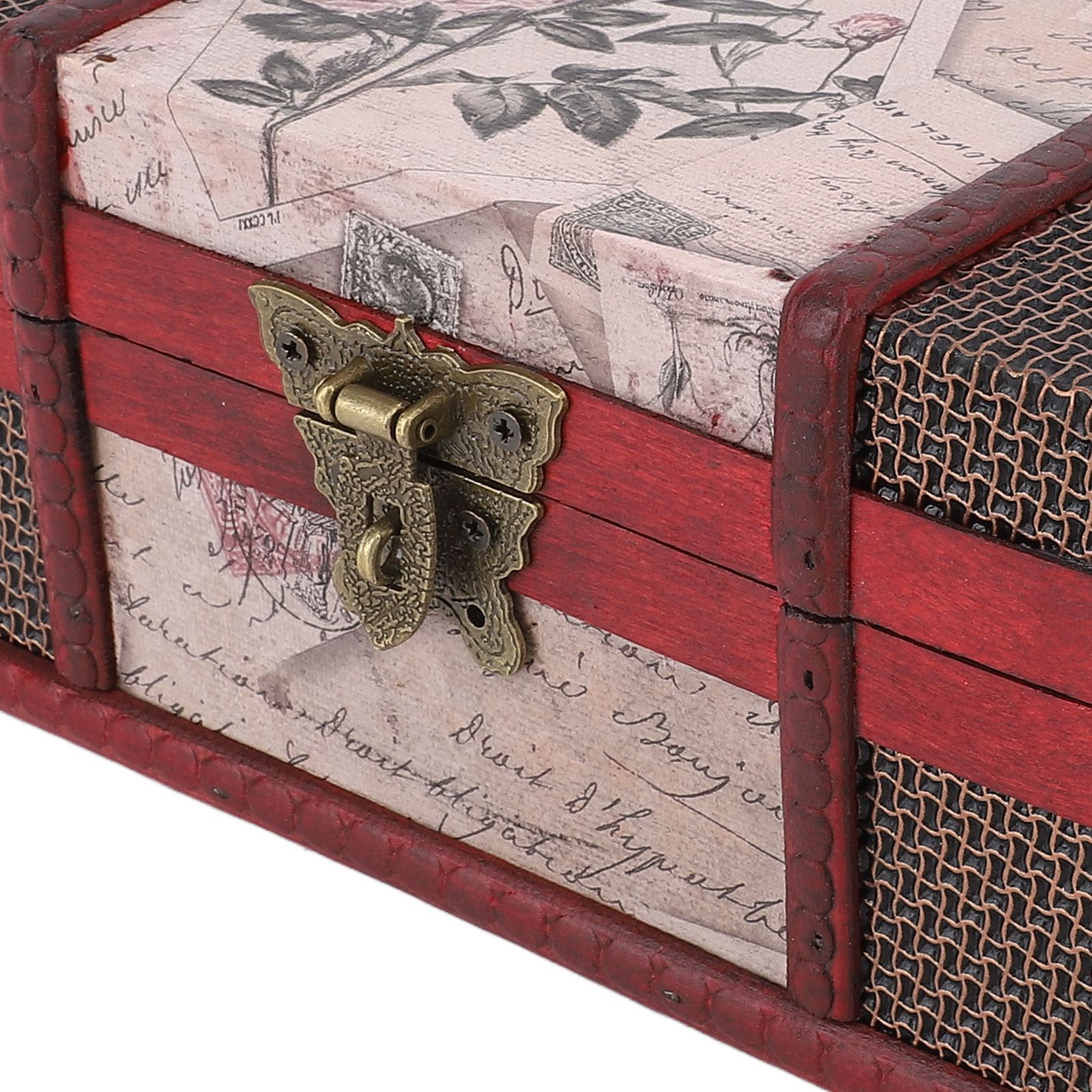 Desktop Storage Box with Lock Vintage Style Wooden Organizer Case for Book view 2