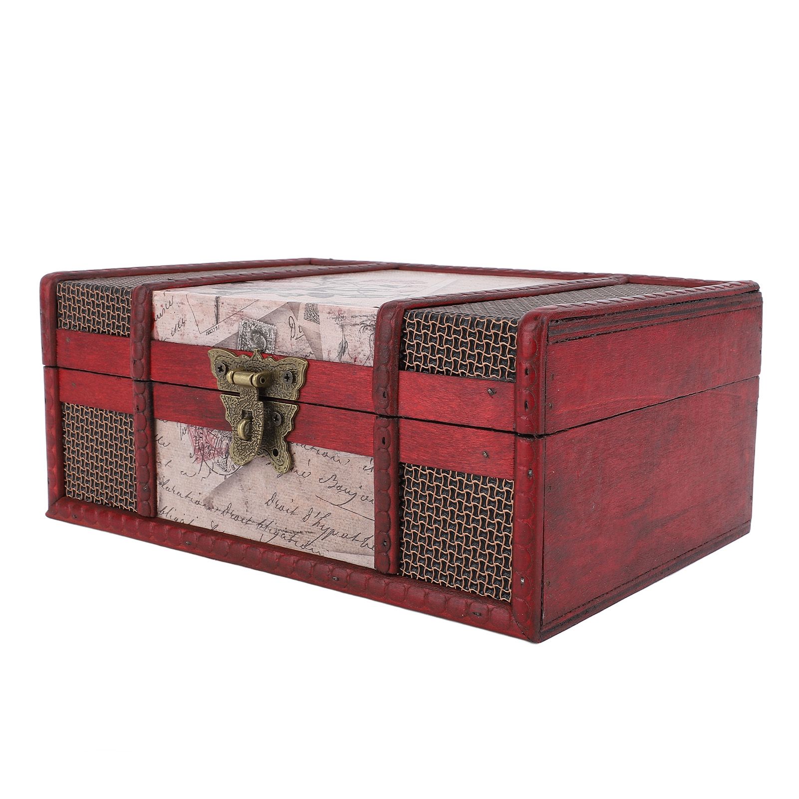 Desktop Storage Box with Lock Vintage Style Wooden Organizer Case for Book view 4