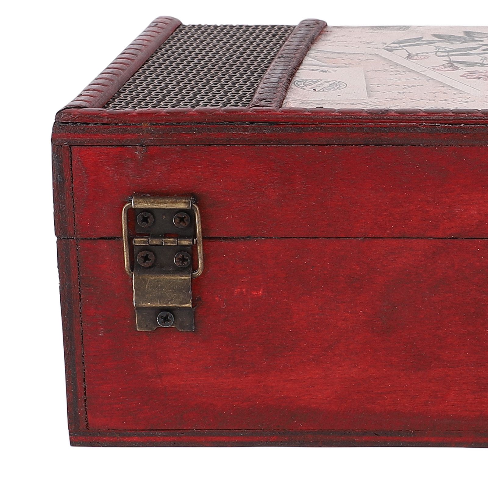 Desktop Storage Box with Lock Vintage Style Wooden Organizer Case for Book view 5