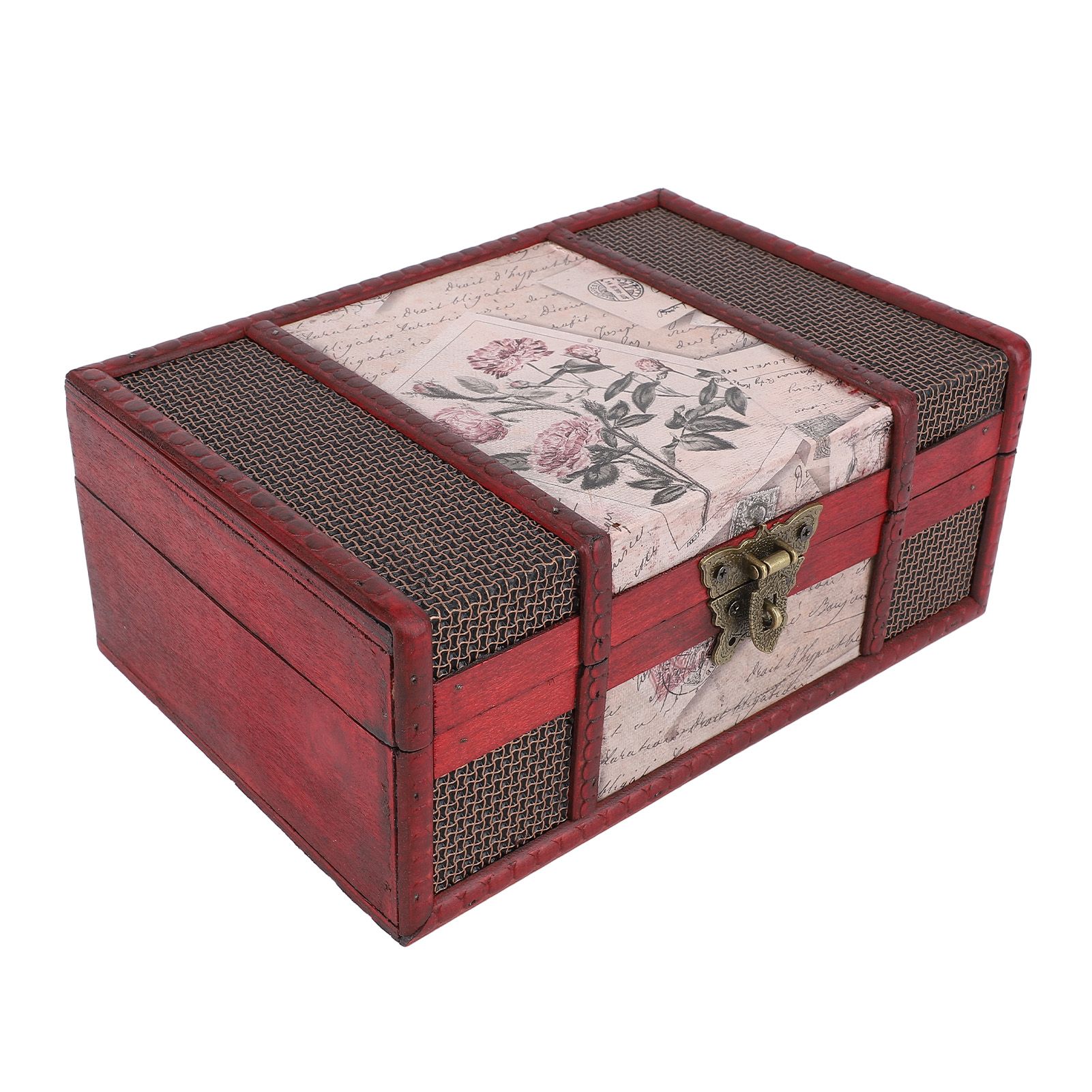 Desktop Storage Box with Lock Vintage Style Wooden Organizer Case for Book view 6
