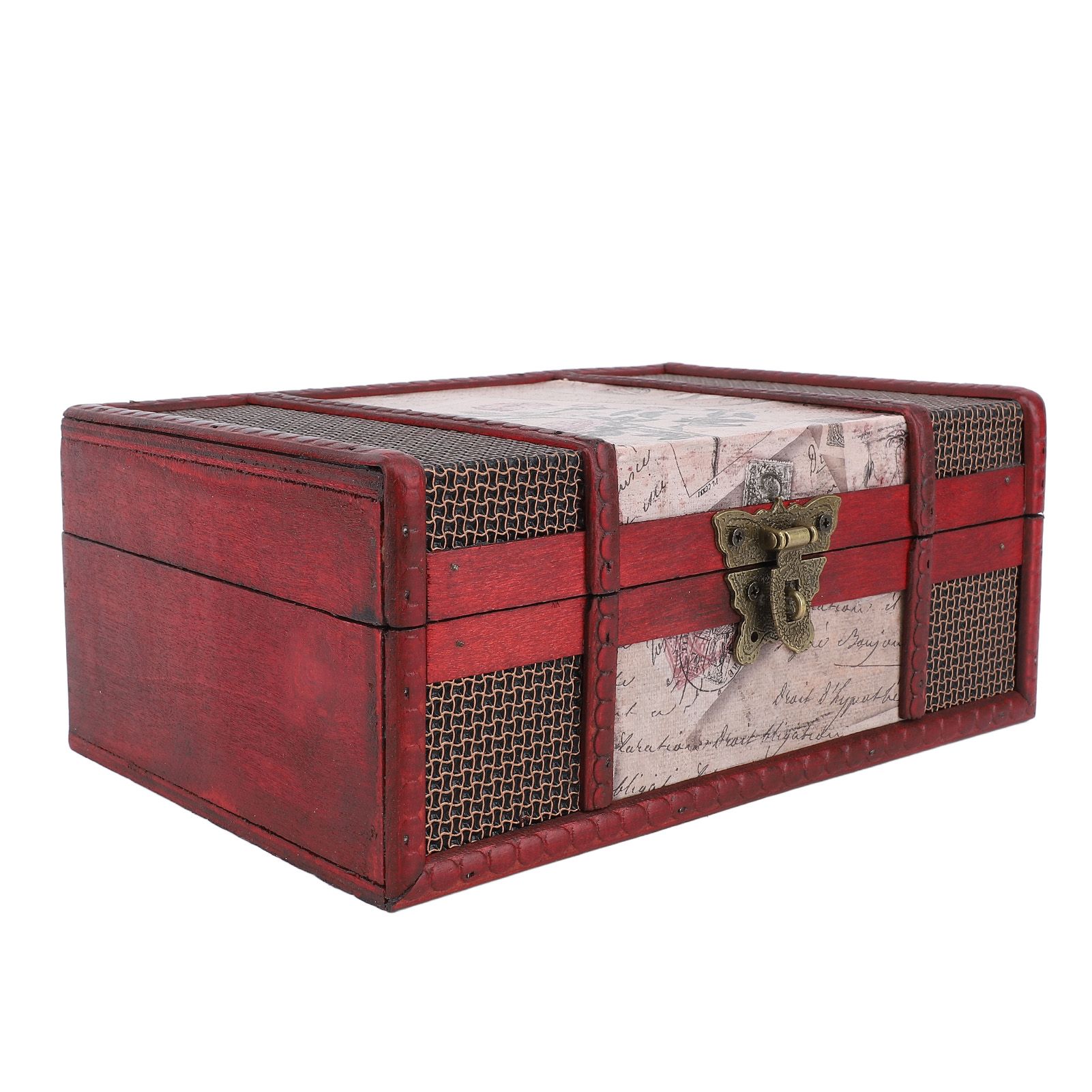 Desktop Storage Box with Lock Vintage Style Wooden Organizer Case for Book view 8