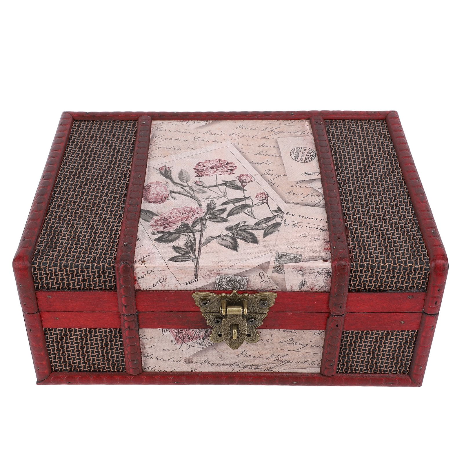 Desktop Storage Box with Lock Vintage Style Wooden Organizer Case for Book view 9