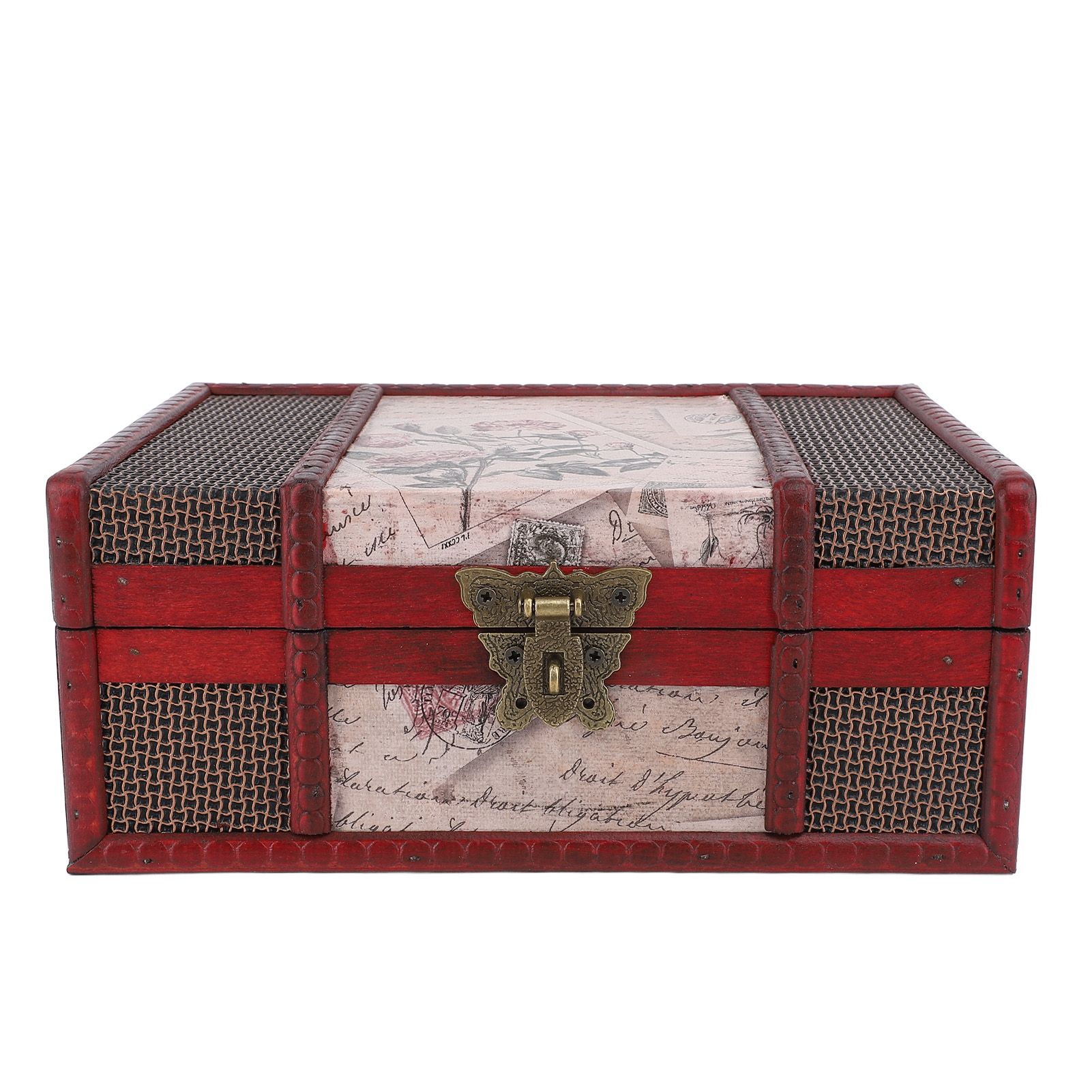 Desktop Storage Box with Lock Vintage Style Wooden Organizer Case for Book view 10