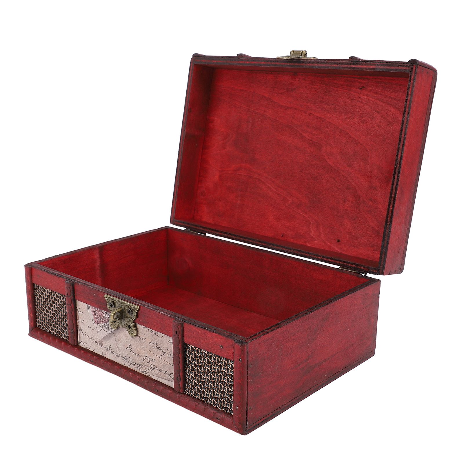 Desktop Storage Box with Lock Vintage Style Wooden Organizer Case for Book view 11