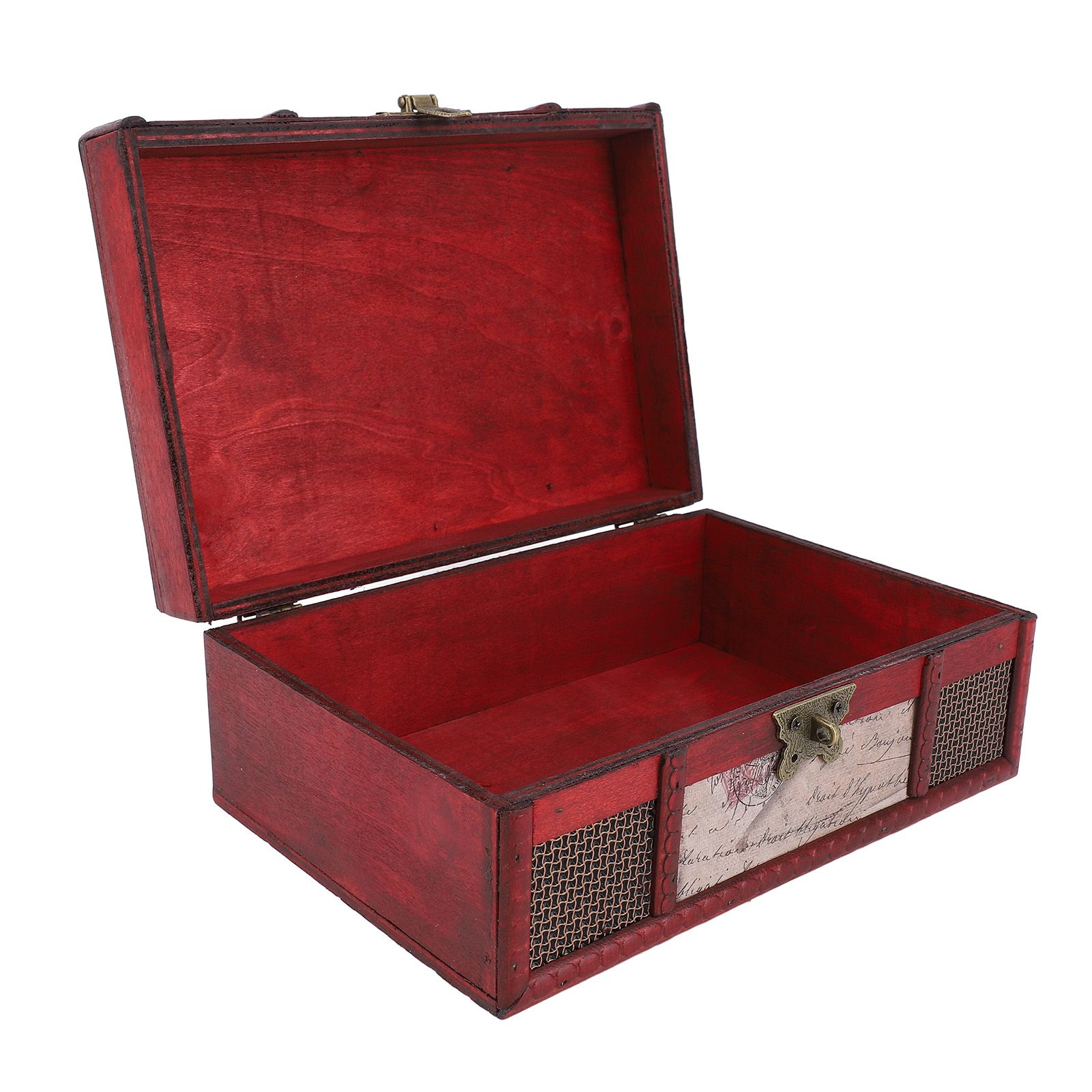 Desktop Storage Box with Lock Vintage Style Wooden Organizer Case for Book view 12