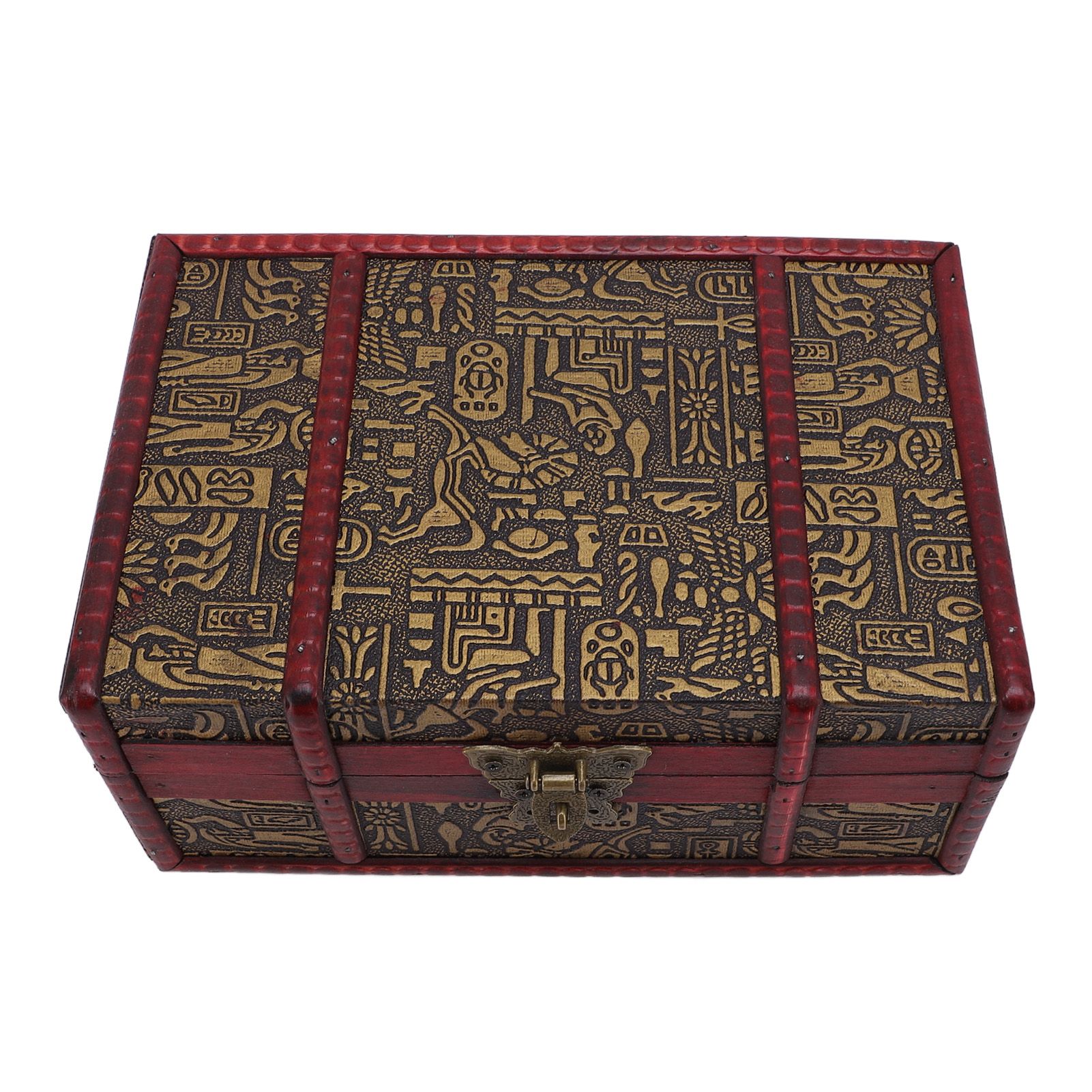 Vintage Wooden Storage Box Decorative Desktop Treasure Chest Jewelry Cosmetic
