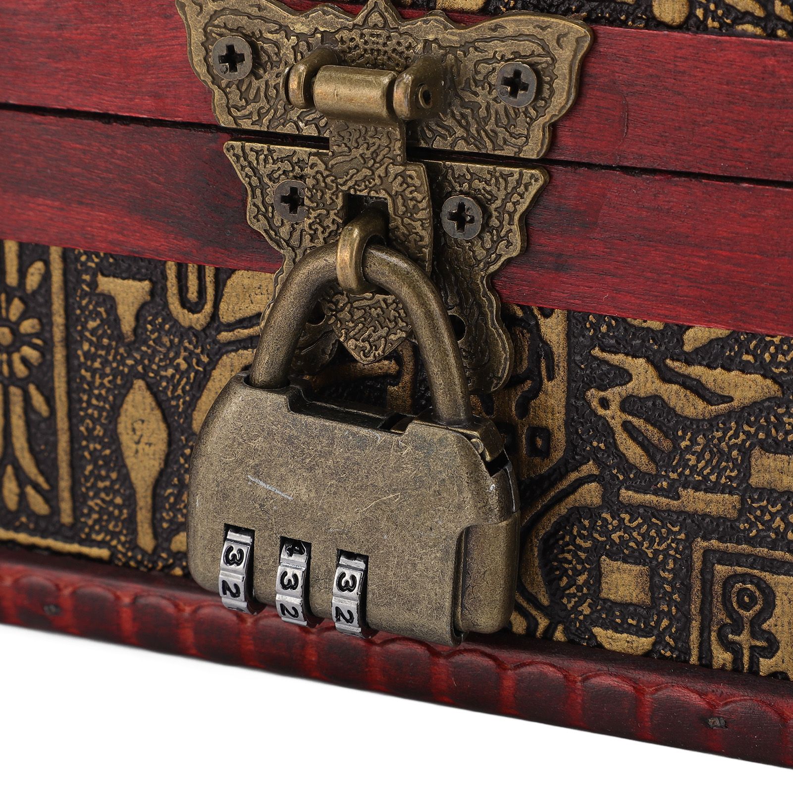 Vintage Wooden Storage Box Decorative Desktop Treasure Chest Jewelry Cosmetic view 2
