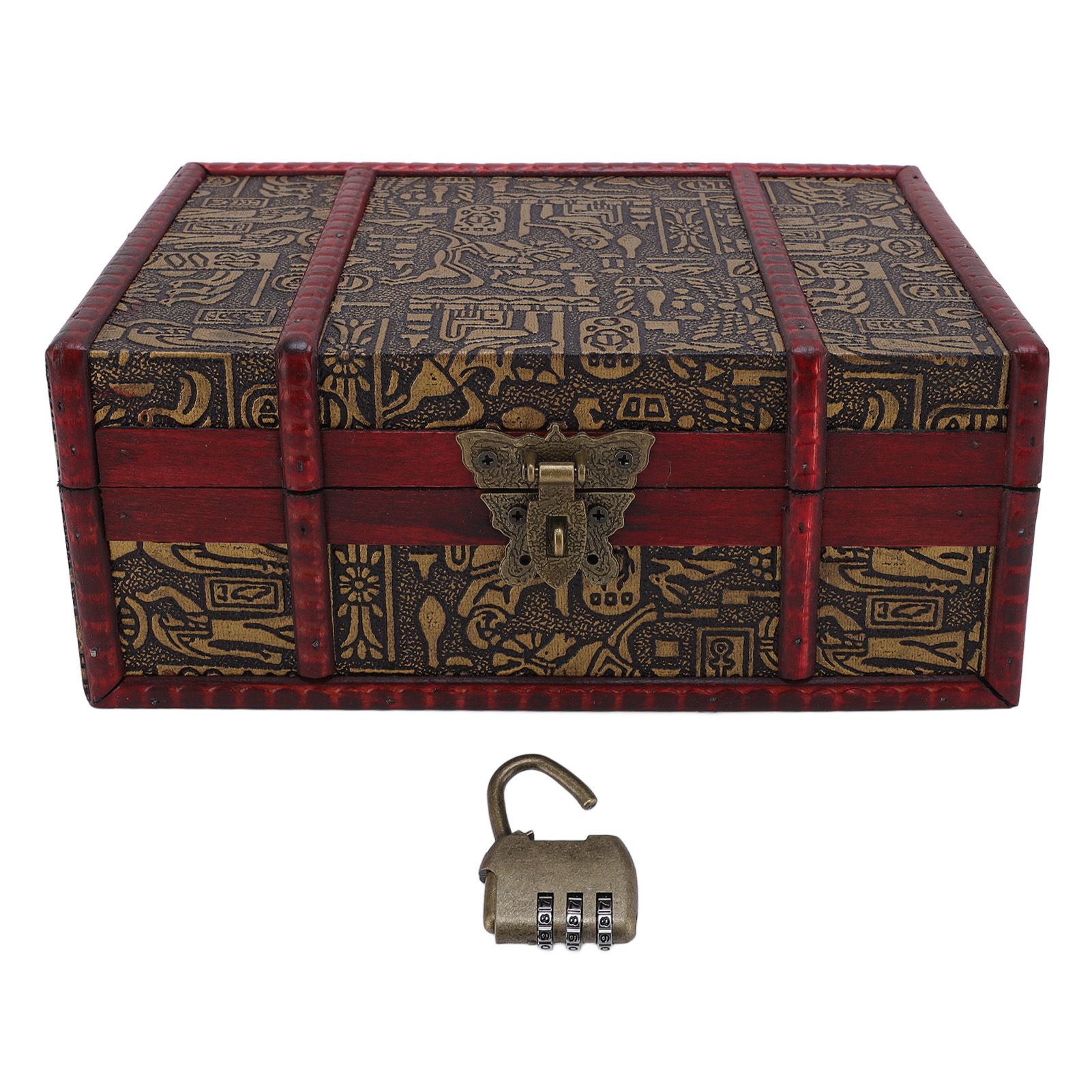 Vintage Wooden Storage Box Decorative Desktop Treasure Chest Jewelry Cosmetic view 3