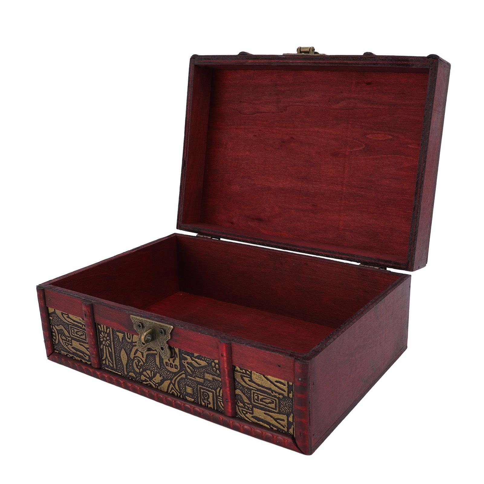 Vintage Wooden Storage Box Decorative Desktop Treasure Chest Jewelry Cosmetic view 4