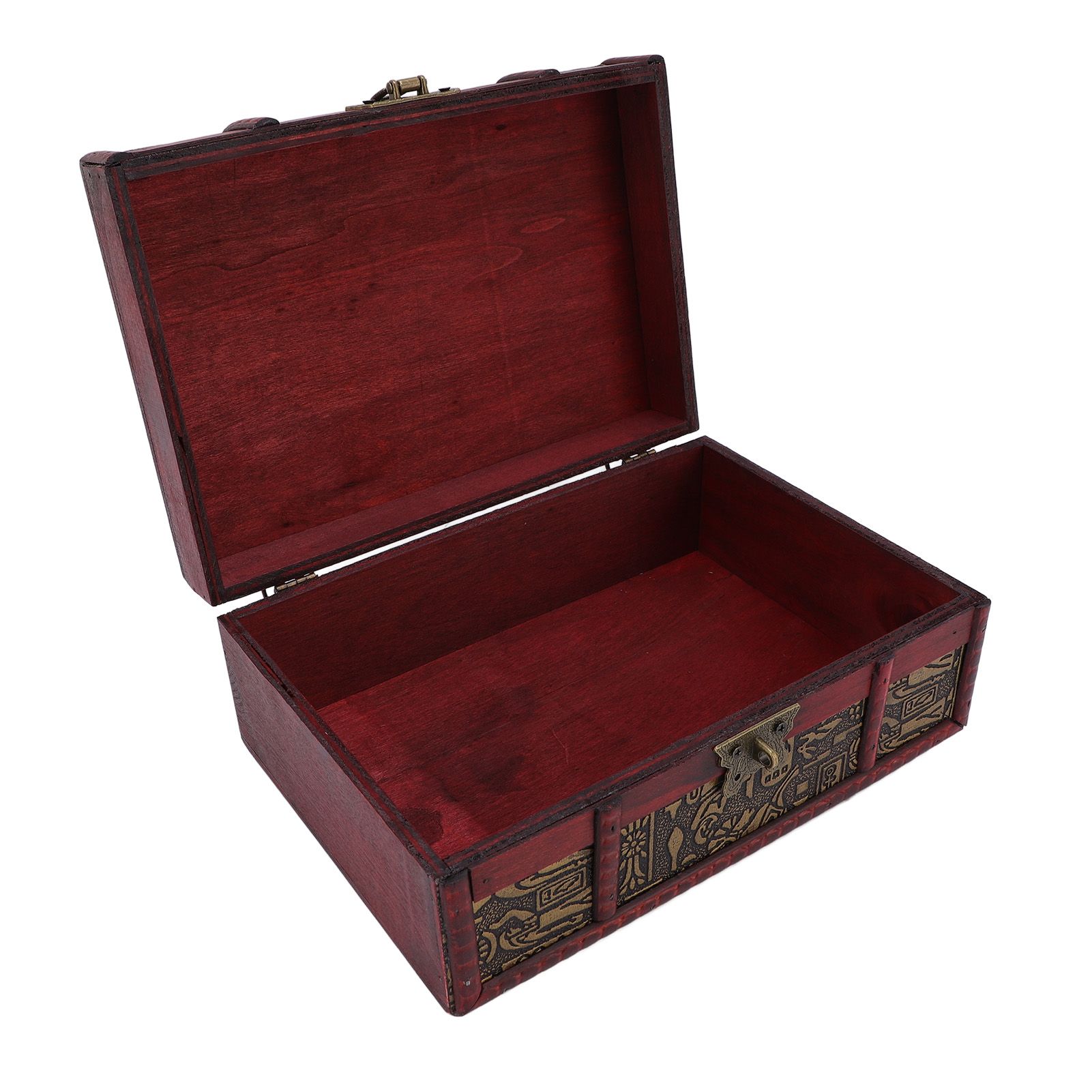 Vintage Wooden Storage Box Decorative Desktop Treasure Chest Jewelry Cosmetic view 6