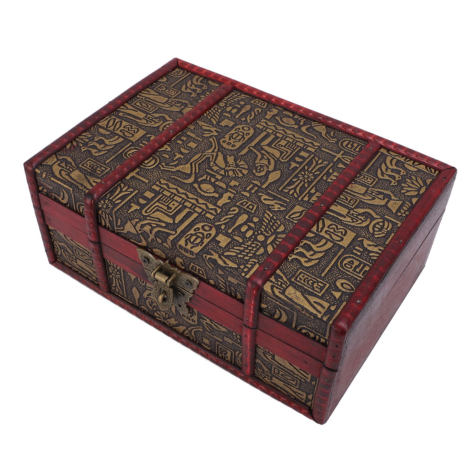 Vintage Wooden Storage Box Decorative Desktop Treasure Chest Jewelry Cosmetic view 9