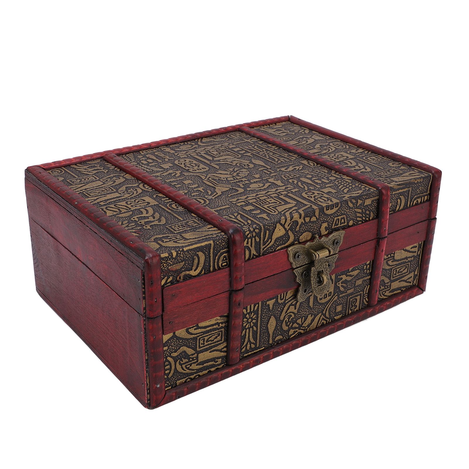 Vintage Wooden Storage Box Decorative Desktop Treasure Chest Jewelry Cosmetic view 10