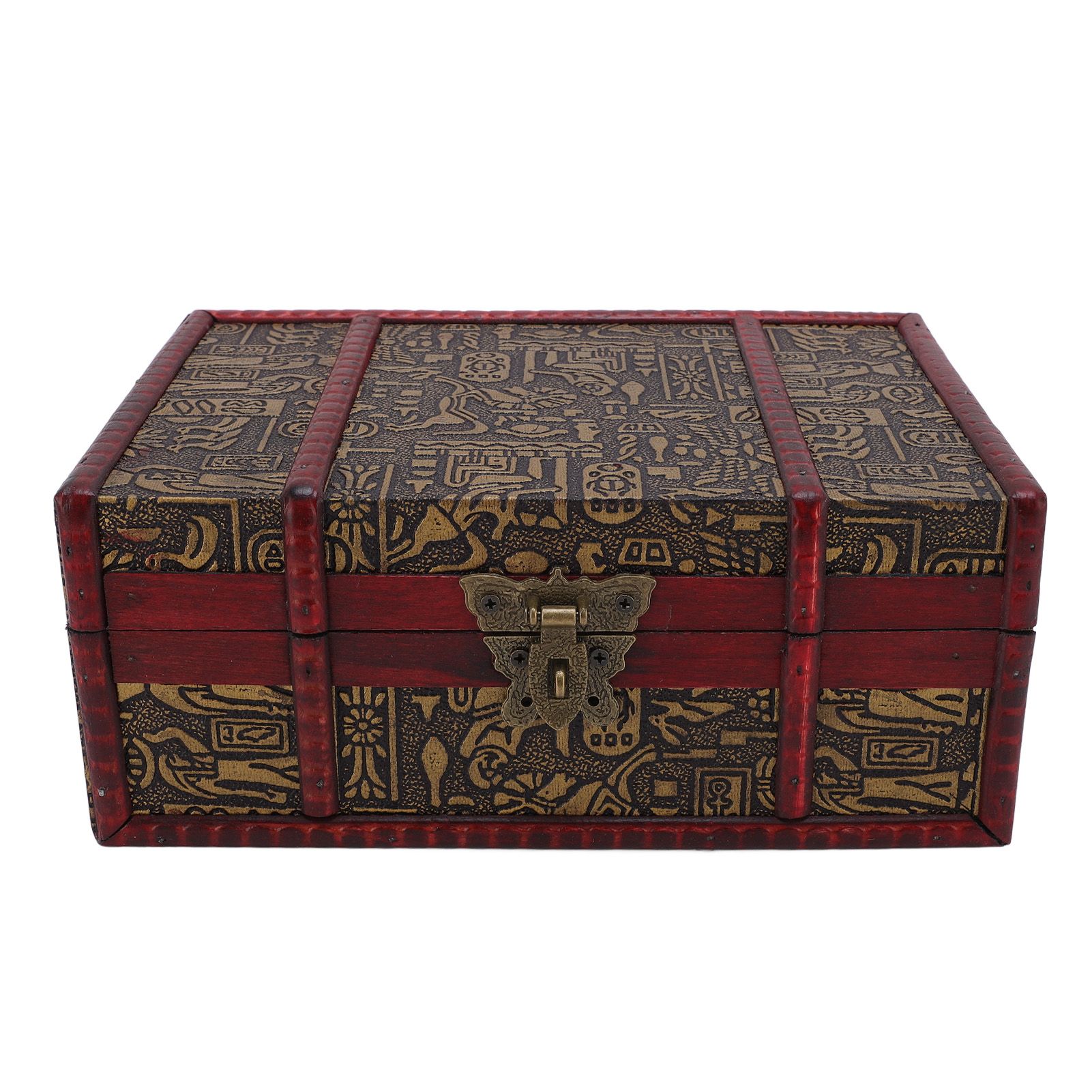 Vintage Wooden Storage Box Decorative Desktop Treasure Chest Jewelry Cosmetic view 11