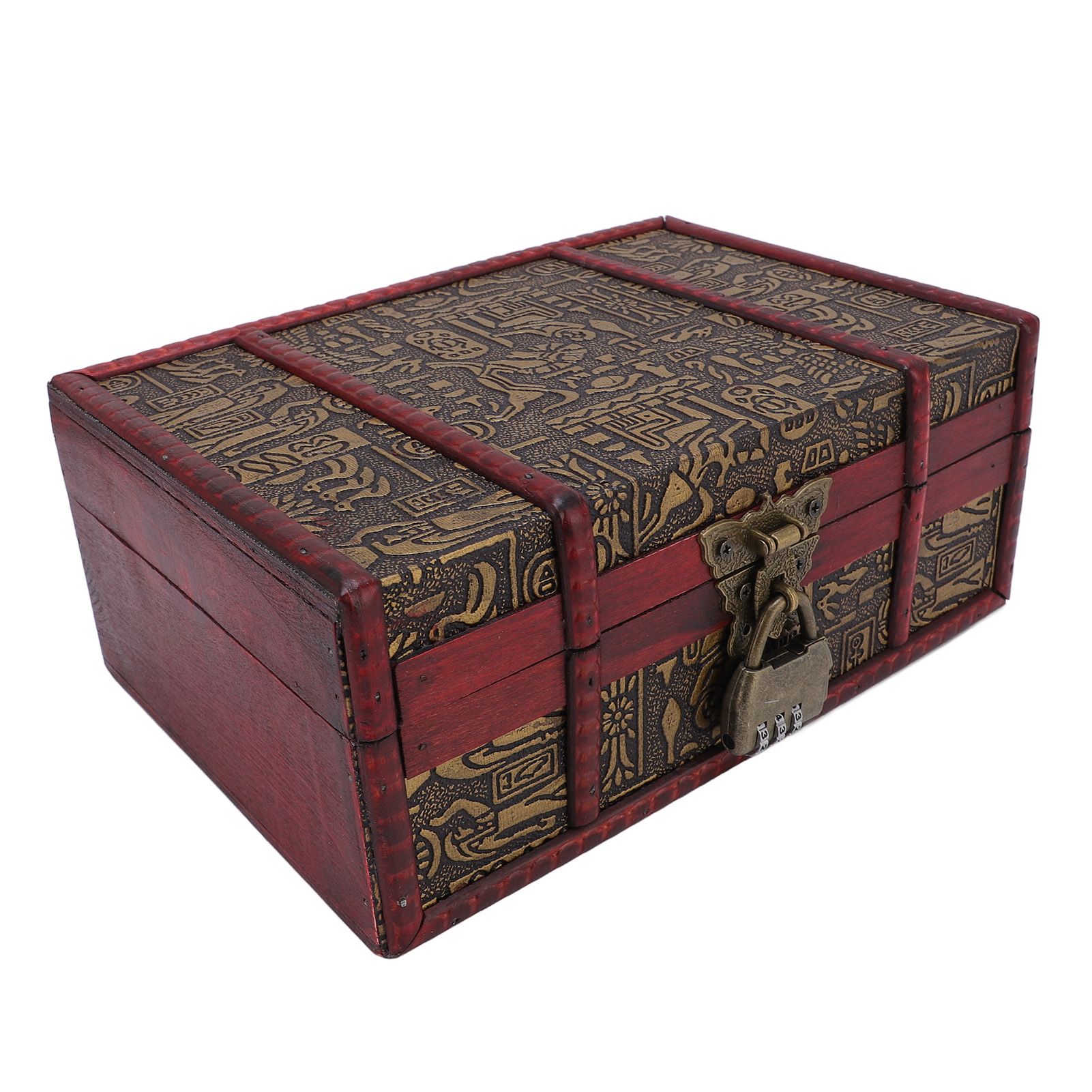 Vintage Wooden Storage Box Decorative Desktop Treasure Chest Jewelry Cosmetic view 12