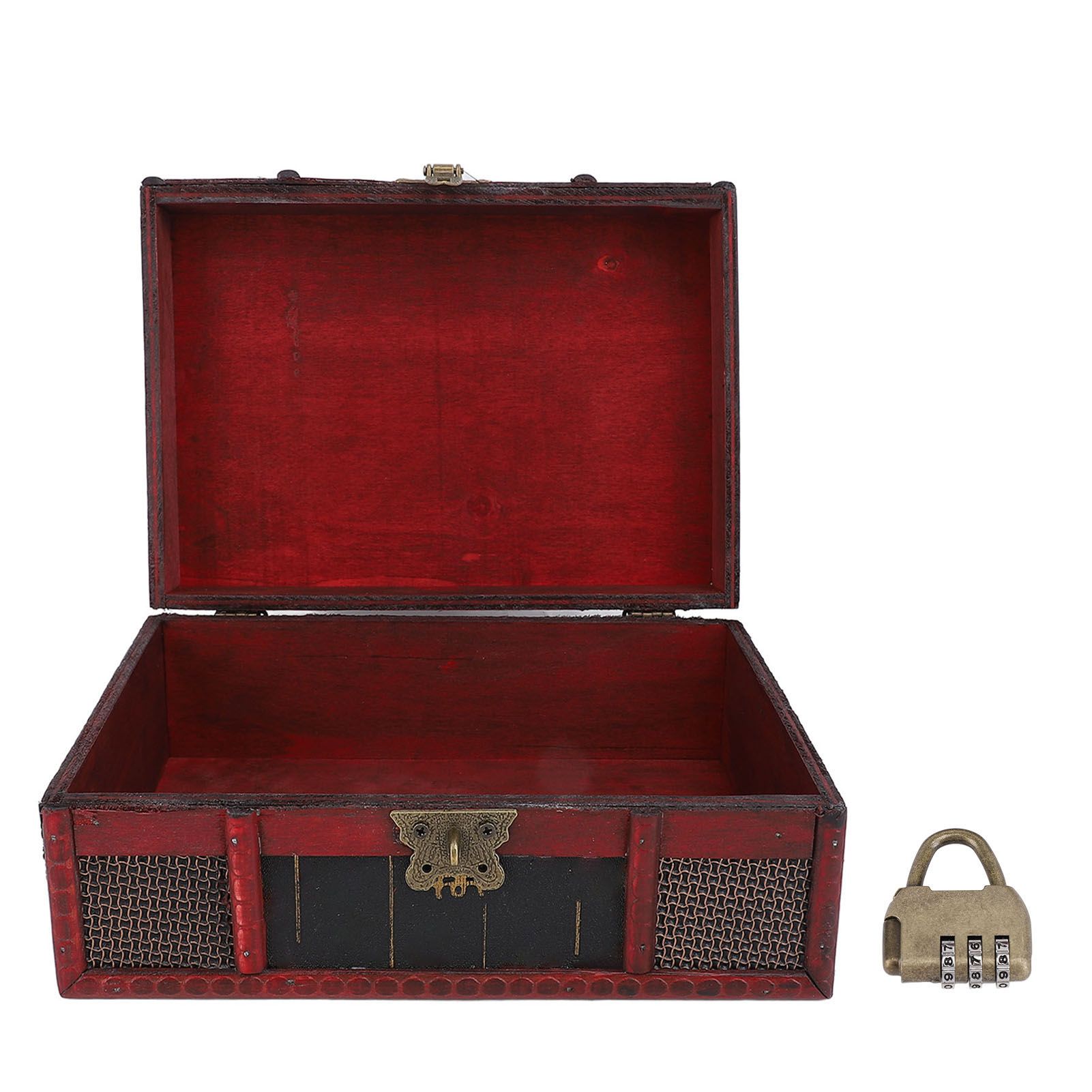 Vintage Storage Box Decorative Density Board Treasure Jewelry Chest for view 3