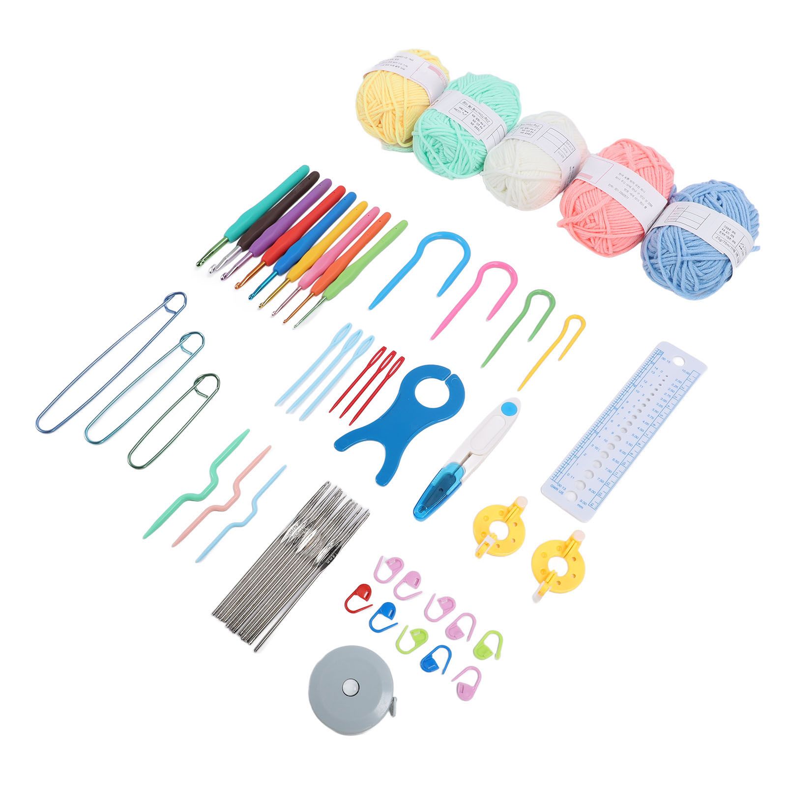 Crochet Hooks Set with Yarn and Knitting Accessories Ergonomic Portable DIY