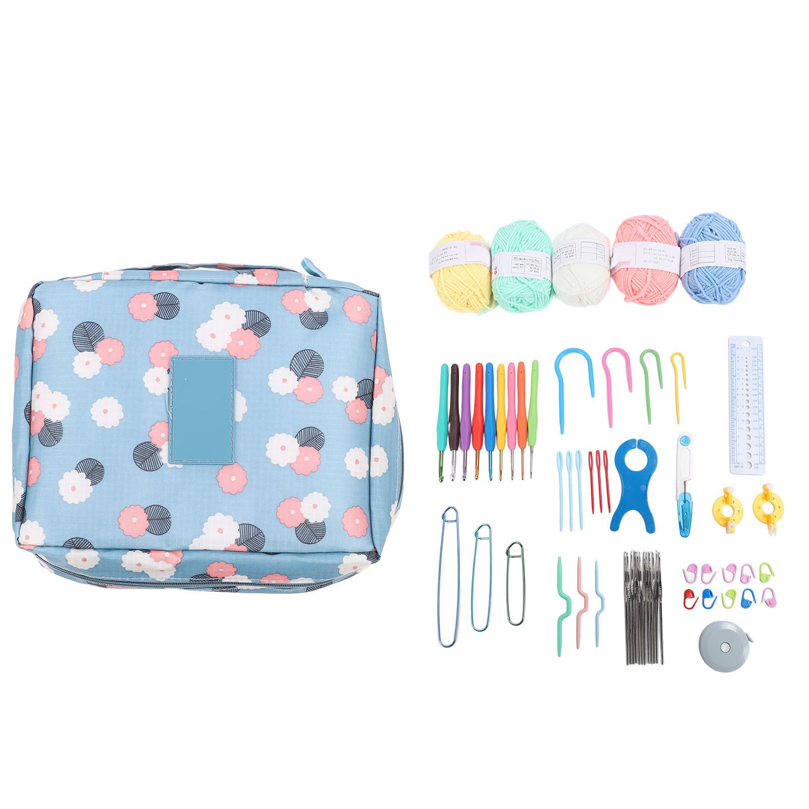 Crochet Hooks Set with Yarn and Knitting Accessories Ergonomic Portable DIY view 3