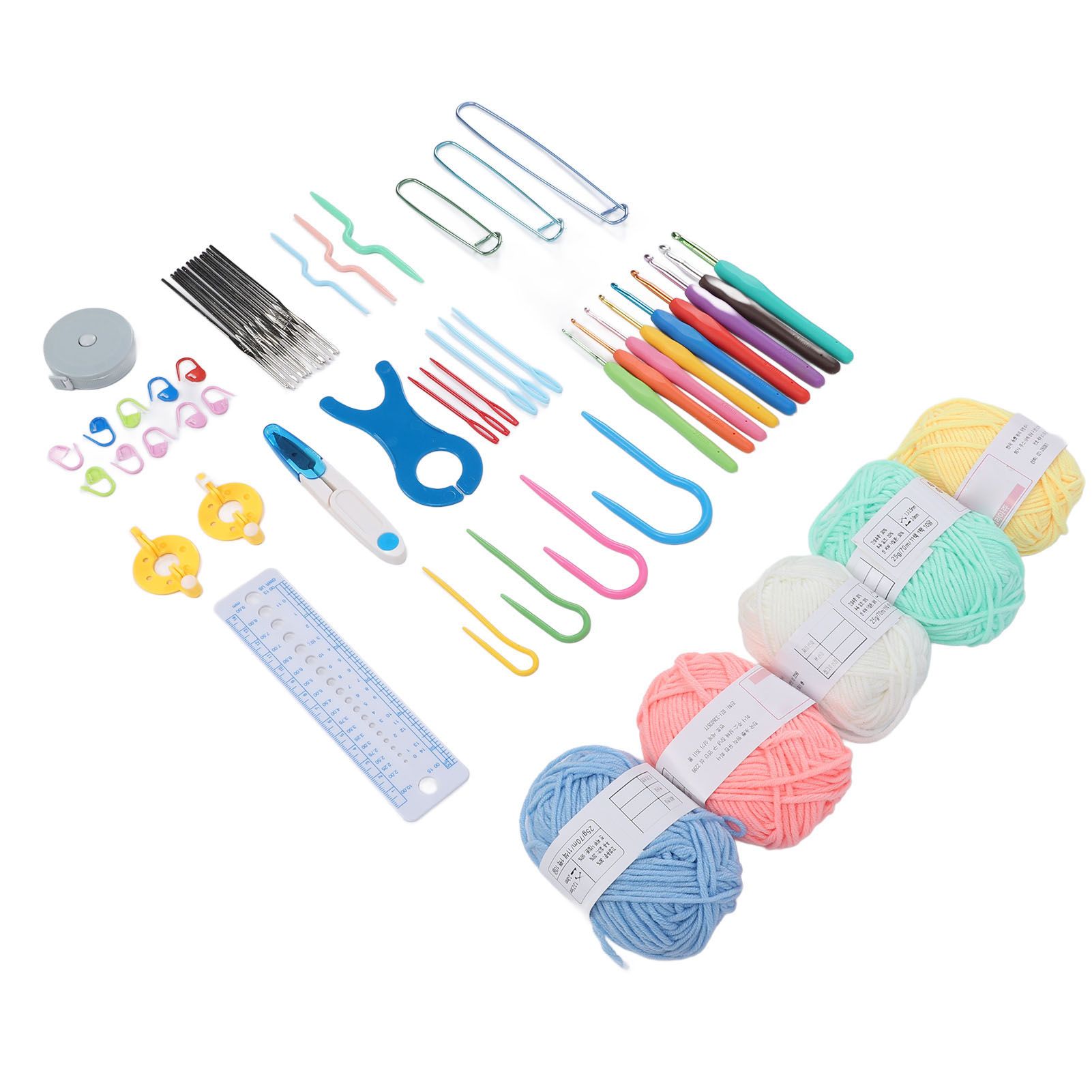 Crochet Hooks Set with Yarn and Knitting Accessories Ergonomic Portable DIY view 4