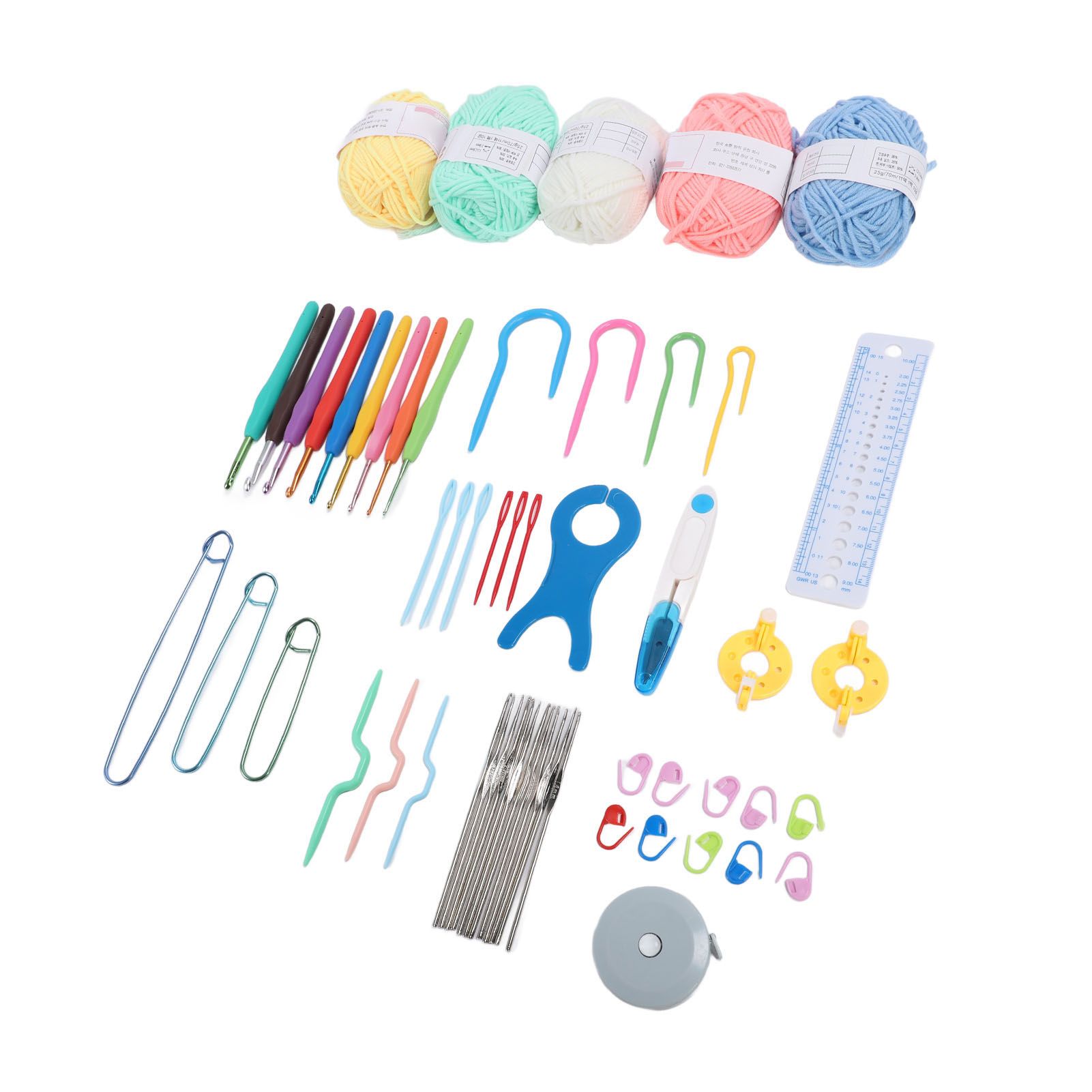 Crochet Hooks Set with Yarn and Knitting Accessories Ergonomic Portable DIY view 6