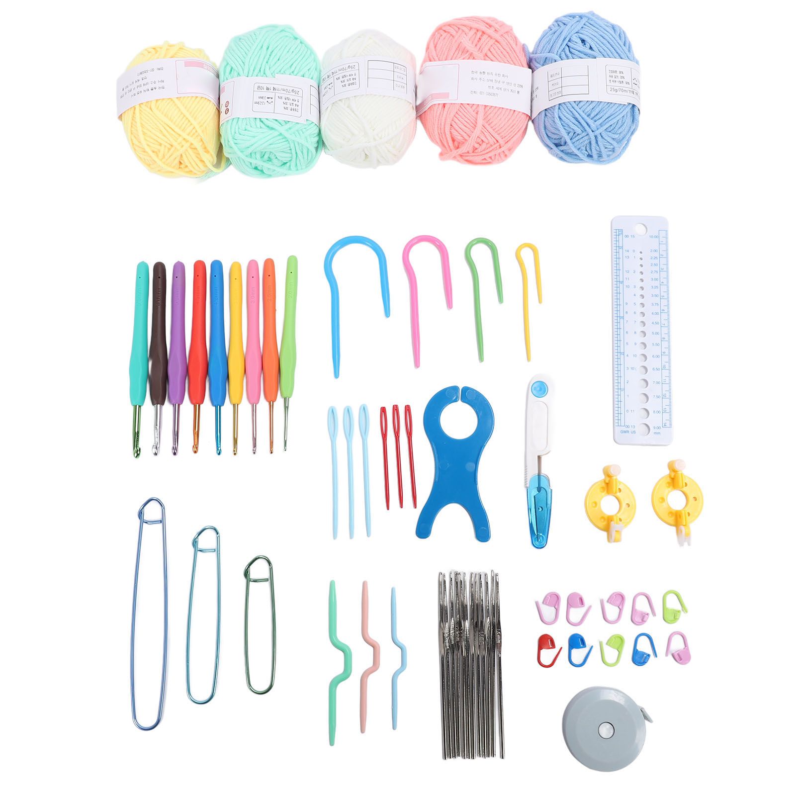Crochet Hooks Set with Yarn and Knitting Accessories Ergonomic Portable DIY view 8