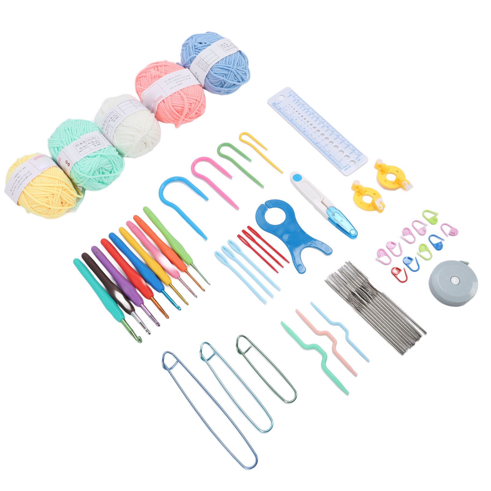 Crochet Hooks Set with Yarn and Knitting Accessories Ergonomic Portable DIY view 9
